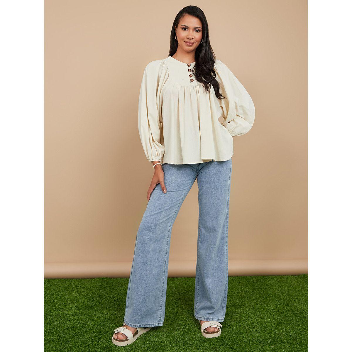بلوزة كاجوال باكمام بالون من ستايلي-women-clothing-shirtsandblouses-blouses-image-2