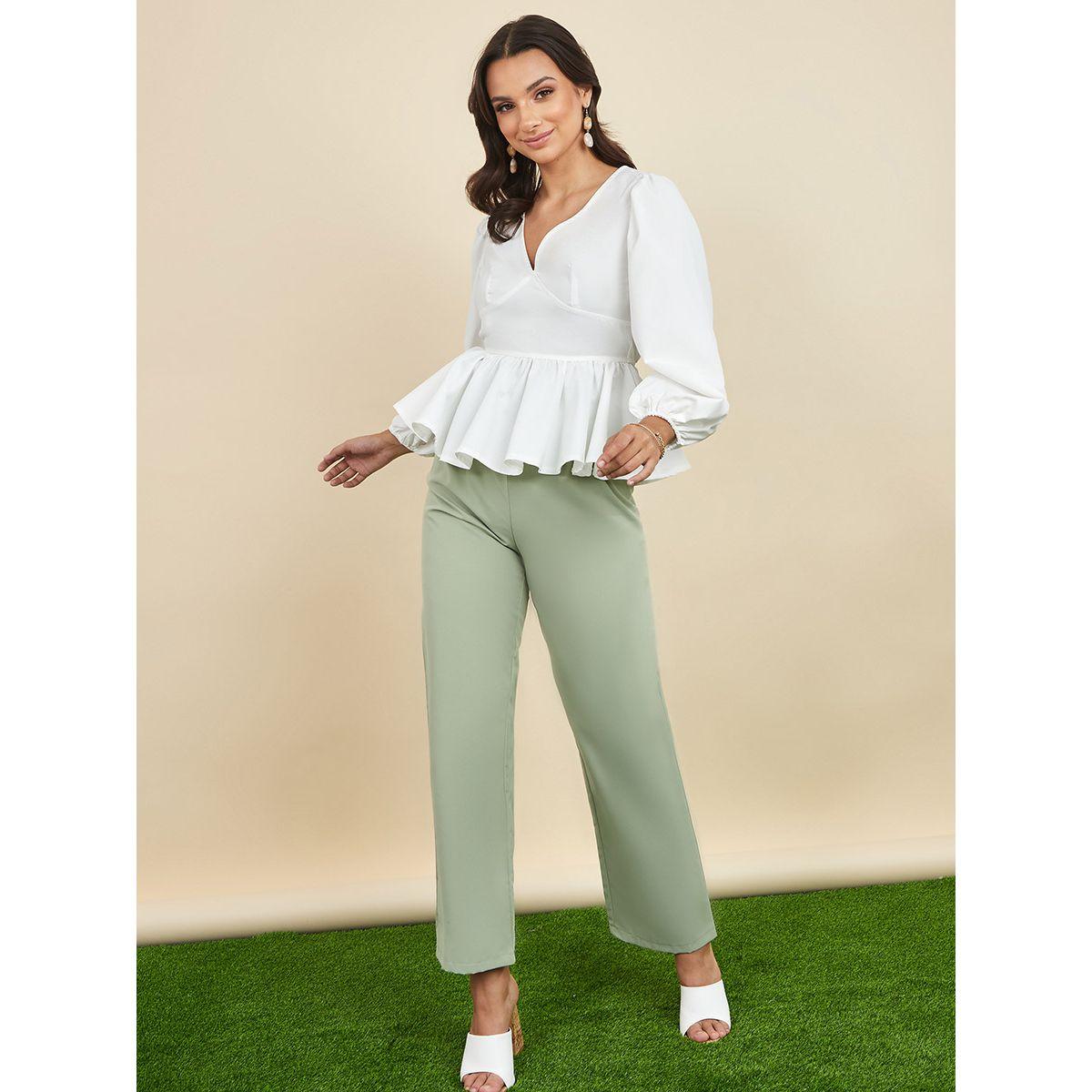 بلوزة بيبلوم باكمام بالون من ستايلي-women-clothing-shirtsandblouses-blouses-image-2