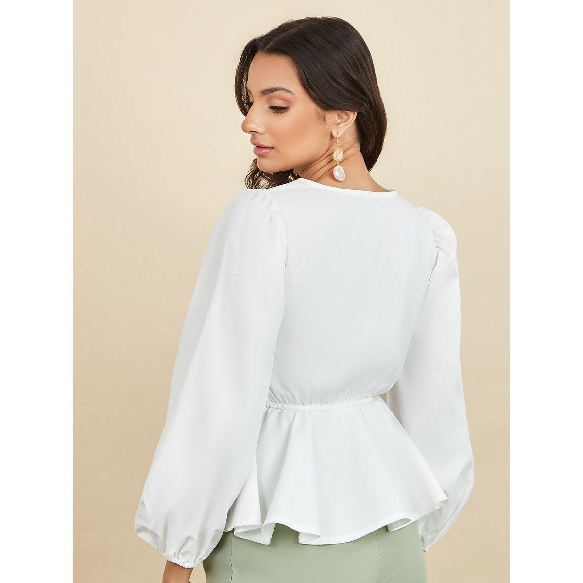 بلوزة بيبلوم باكمام بالون من ستايلي-women-clothing-shirtsandblouses-blouses-image-4