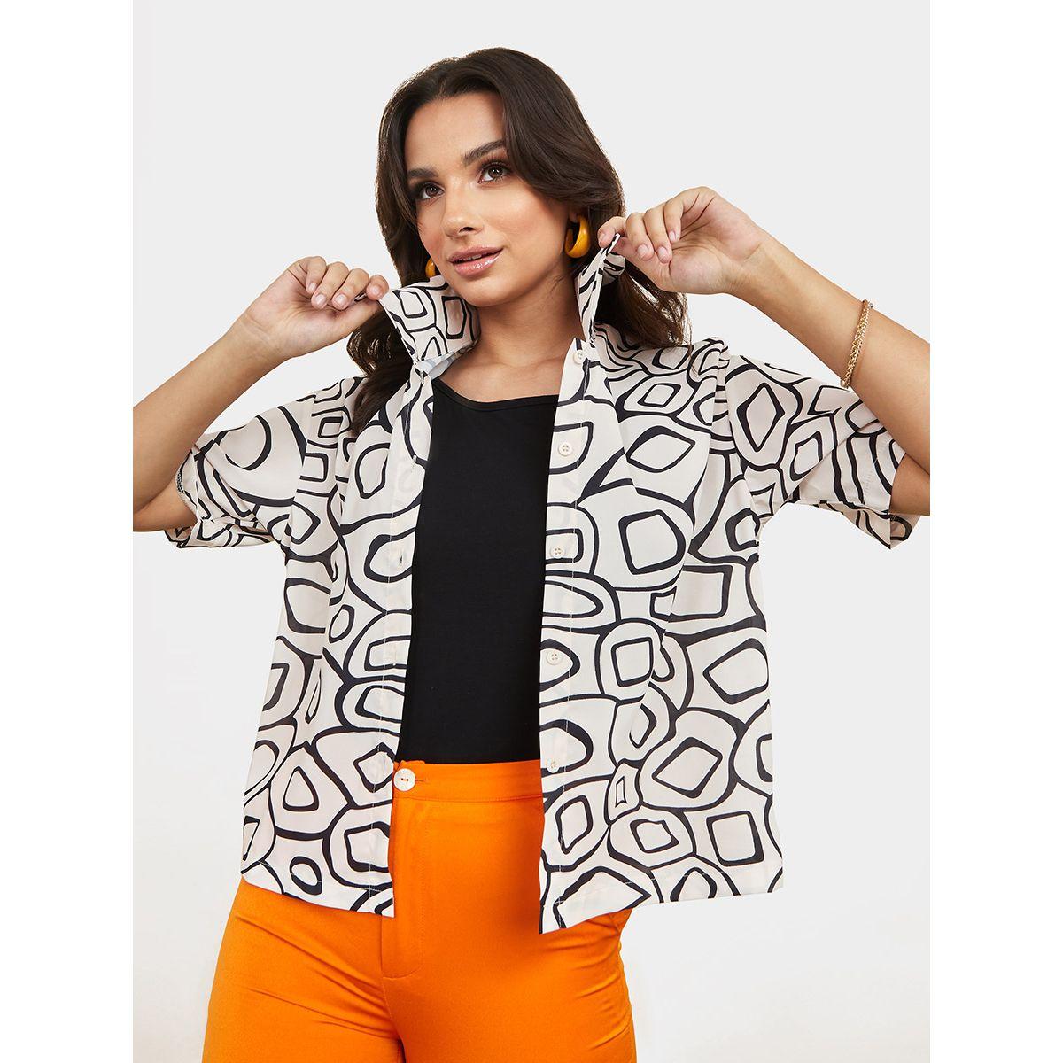 بلوزة كاجوال باكمام قصيرة من ستايلي-women-clothing-shirtsandblouses-shirts-image-1