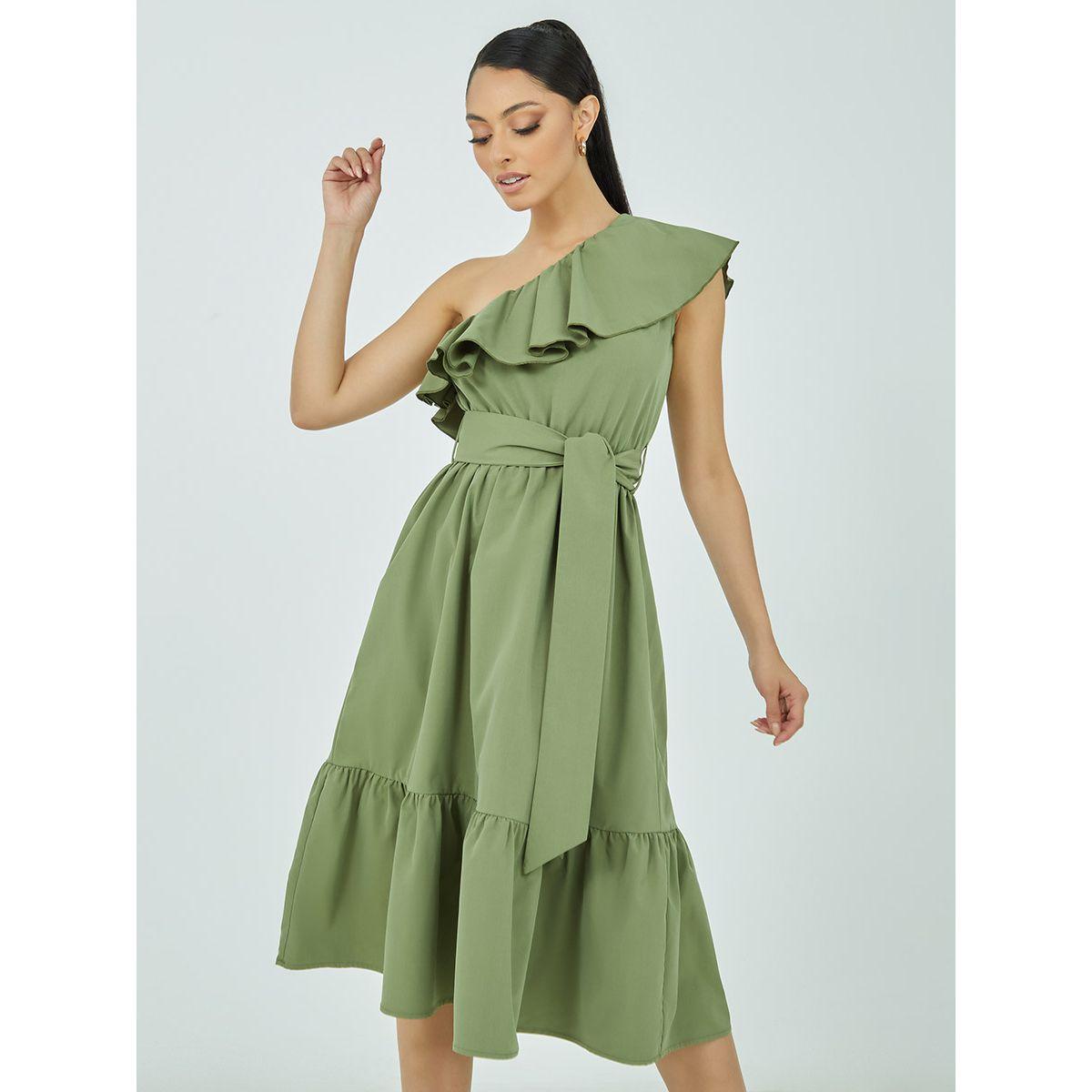 فستان ميدي بكتف واحد من ستايلي-women-clothing-dresses-image-1