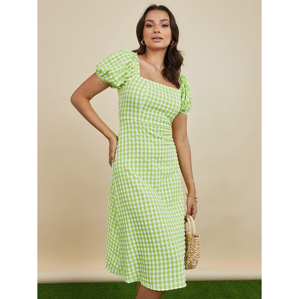 فستان ميدي مطبع بمربعات من ستايلي-women-clothing-dresses-image-2