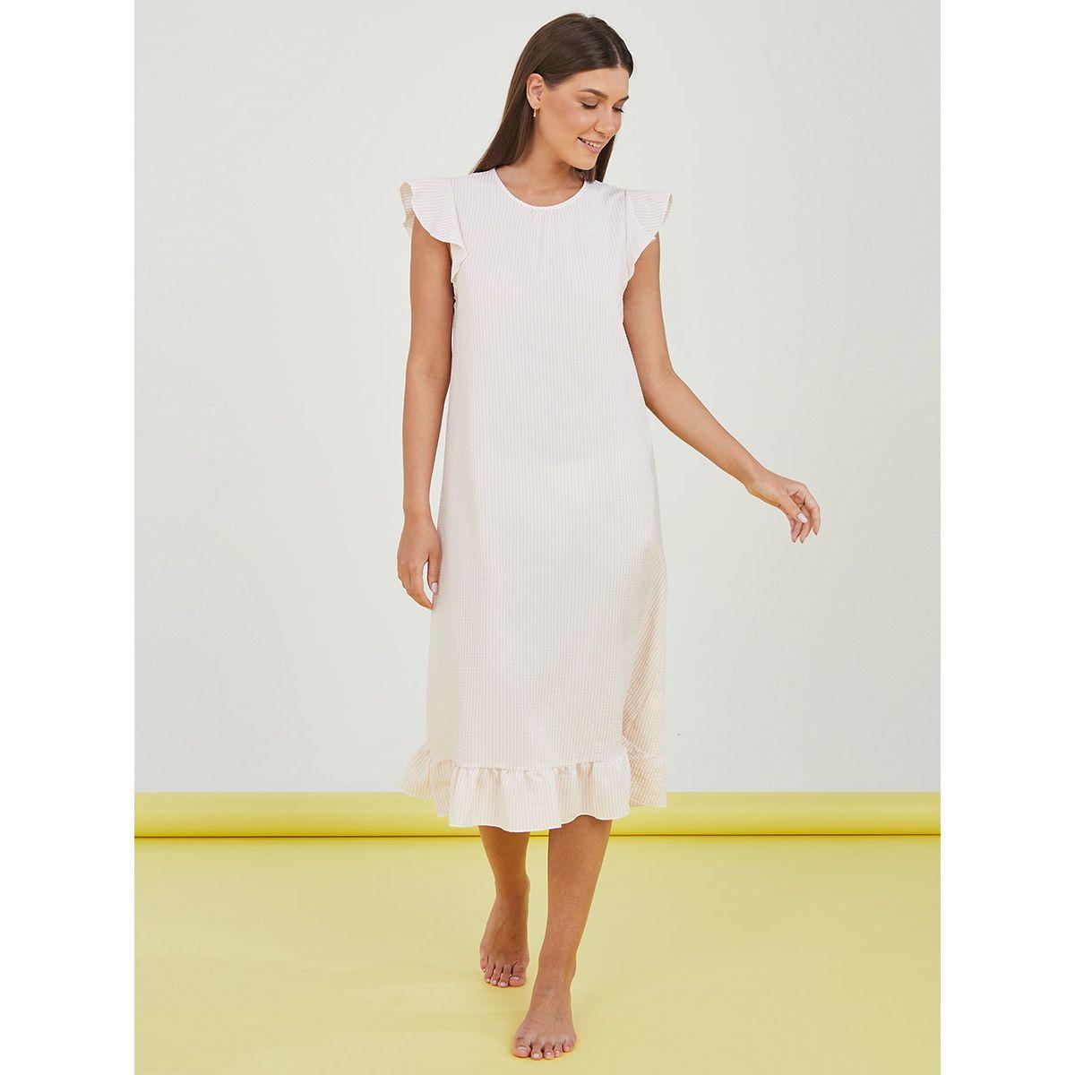 قميص نوم ميدي بكشكش من ستايلي-women-clothing-nightwear-nighties-image-1