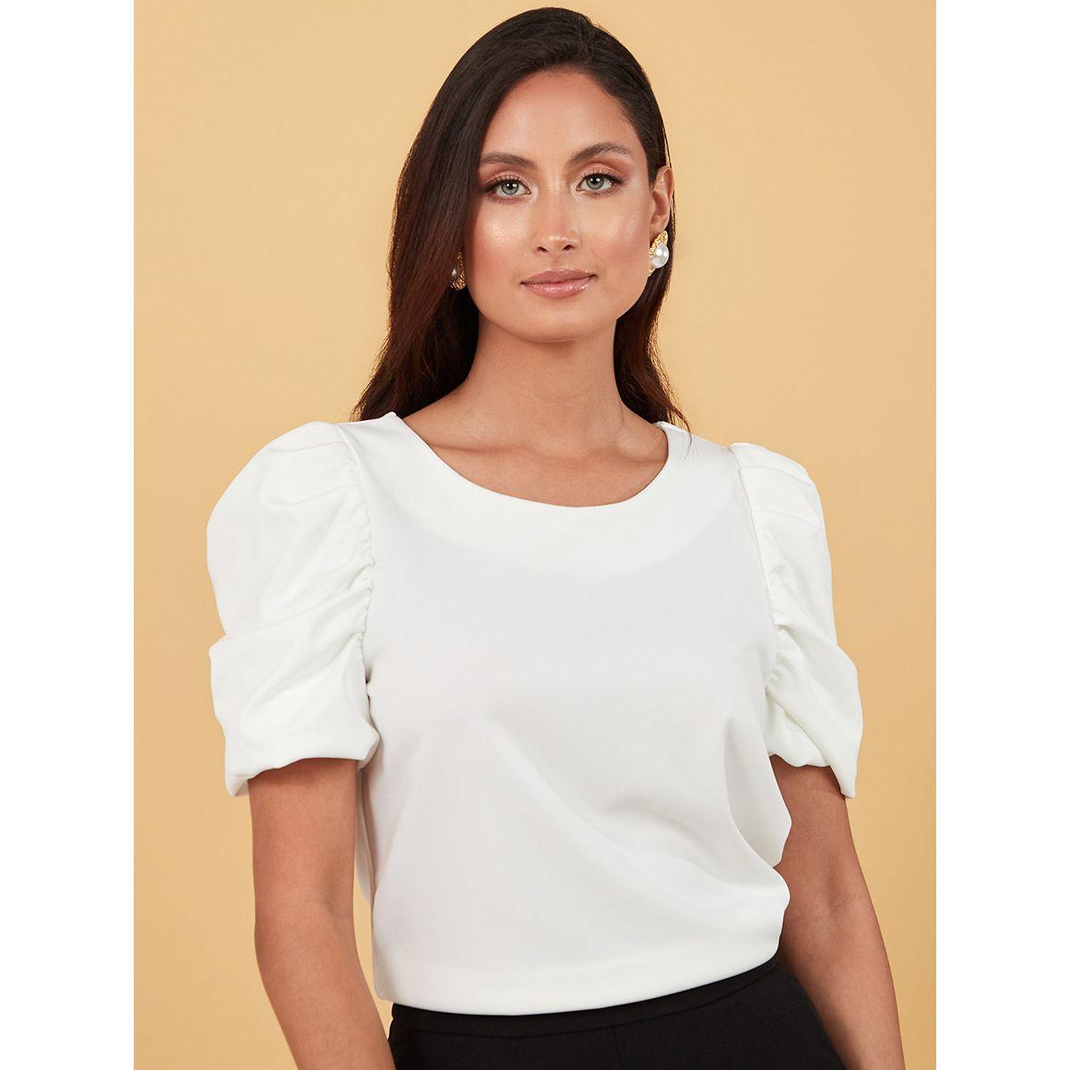 بلوزة باكمام قصيرة منفوشة من ستايلي-women-clothing-shirtsandblouses-blouses-image-1