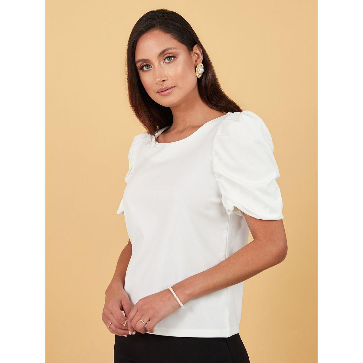 بلوزة باكمام قصيرة منفوشة من ستايلي-women-clothing-shirtsandblouses-blouses-image-3