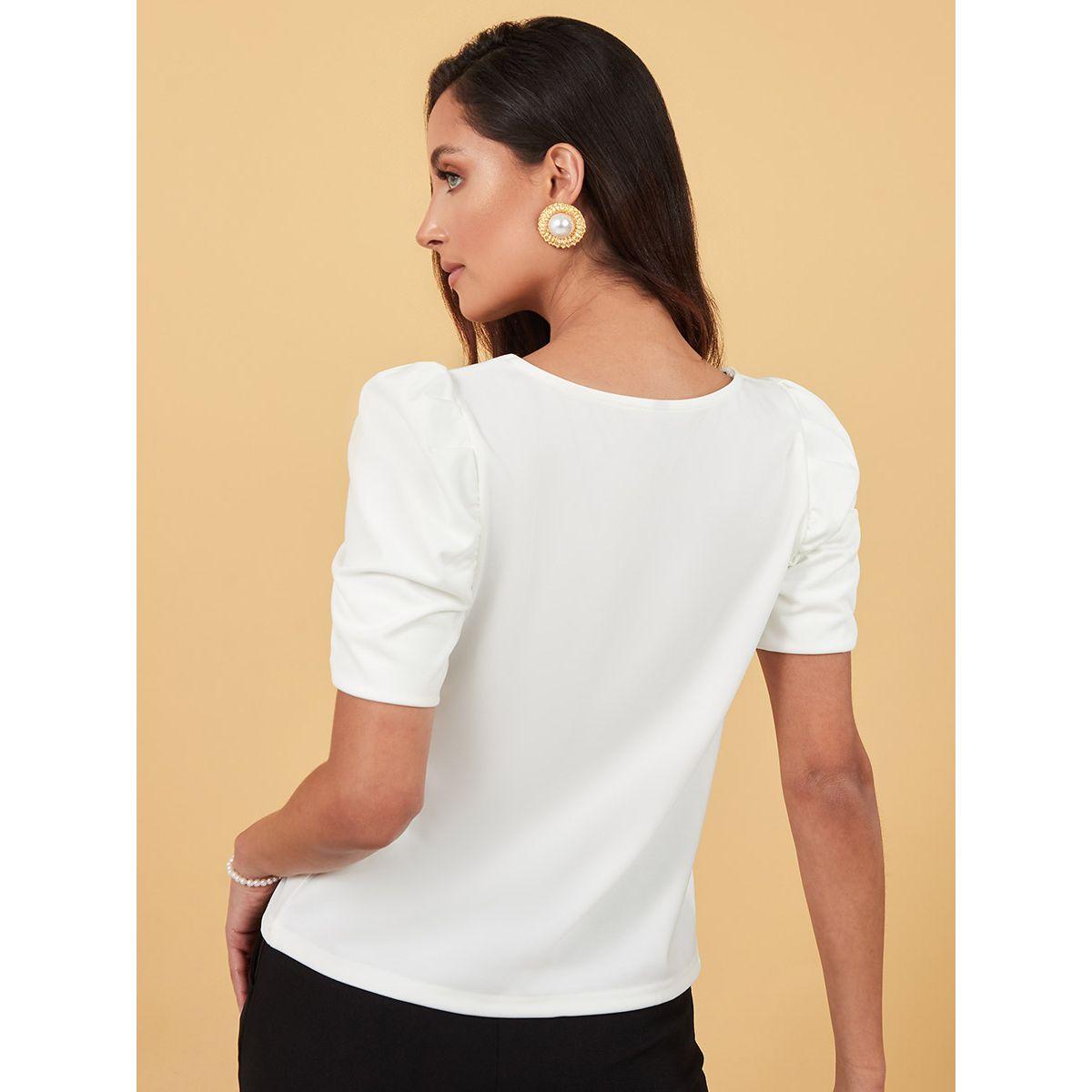بلوزة باكمام قصيرة منفوشة من ستايلي-women-clothing-shirtsandblouses-blouses-image-5