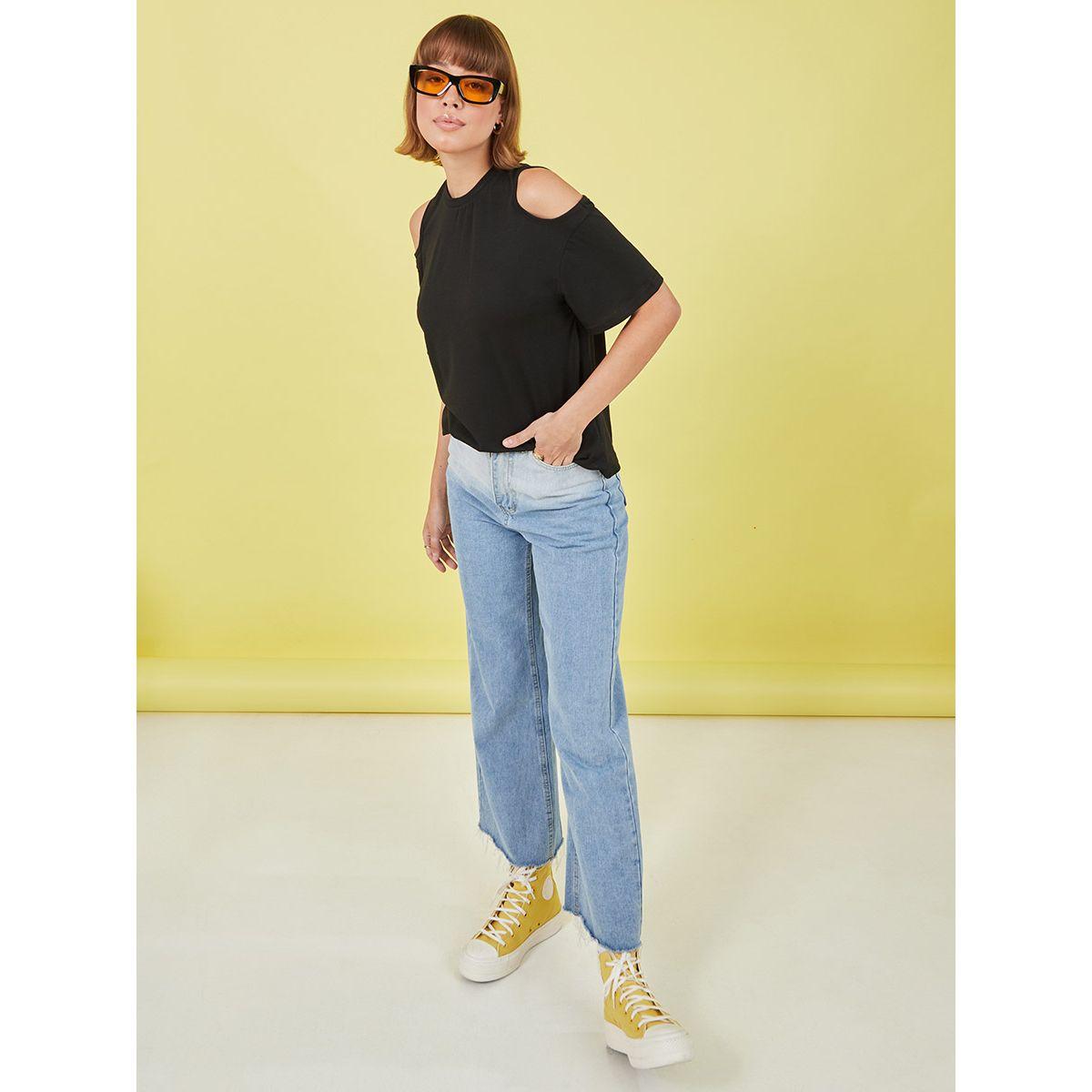Styli Cold Shoulder High Neck Knit T-shirt-women-clothing-tshirts-image-2