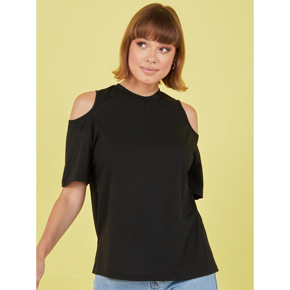 Styli Cold Shoulder High Neck Knit T-shirt-women-clothing-tshirts-image-3