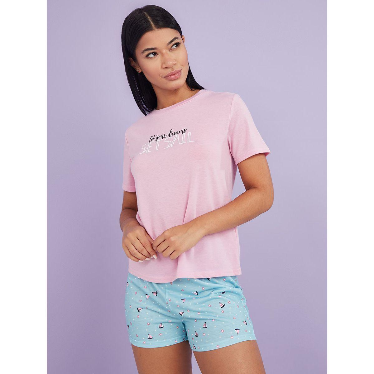 Styli Set Sail Nautical T-shirt and Short Set-women-clothing-nightwear-pyjamas-shortsets-image-1