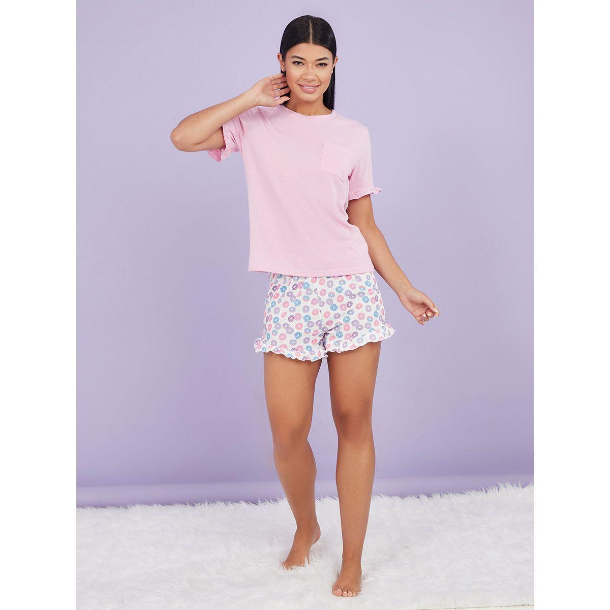 طقم من ( شورت + تيشيرت ) من ستايلي-women-clothing-nightwear-pyjamas-shortsets-image-2