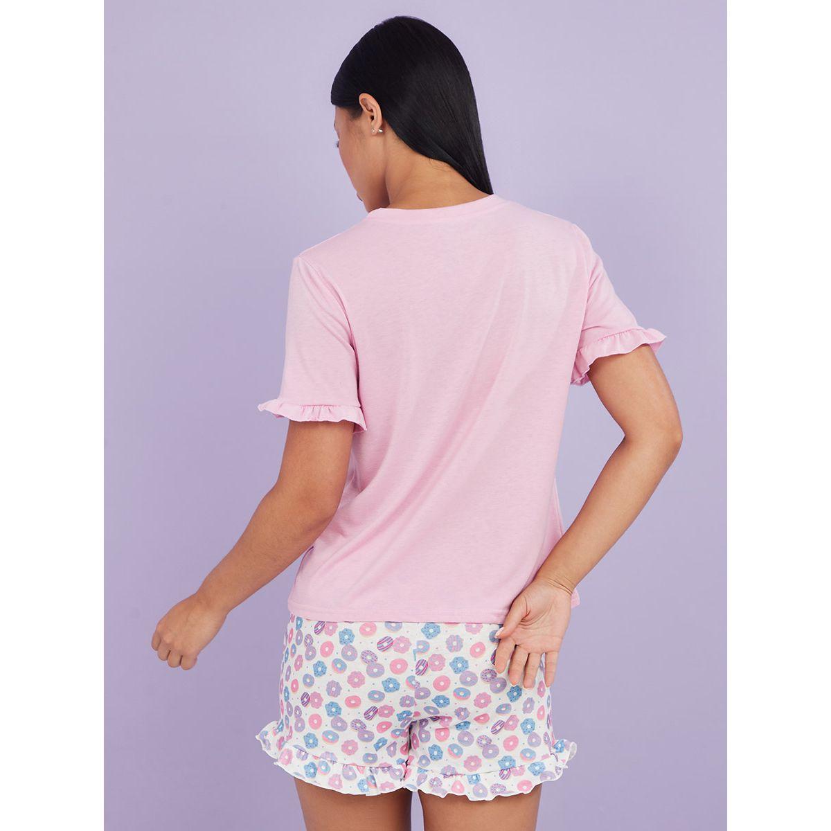 طقم من ( شورت + تيشيرت ) من ستايلي-women-clothing-nightwear-pyjamas-shortsets-image-4