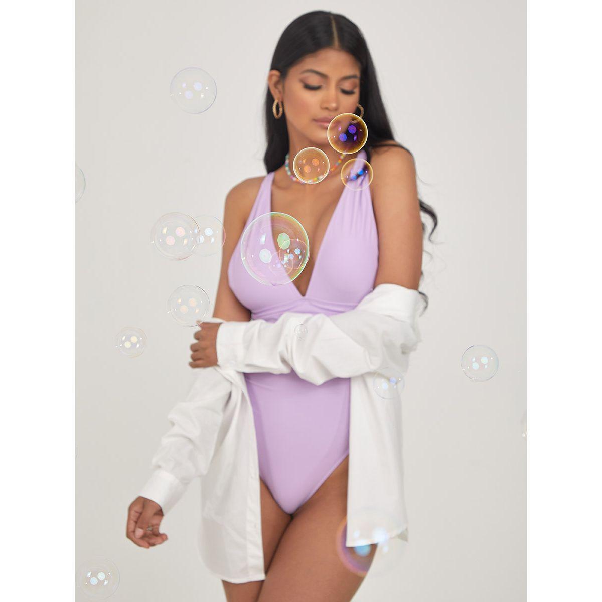 Styli Basic Plunge Pleat Waistband Detail Swimsuit-women-clothing-swimandbeach-swim-swimsuits-image-2