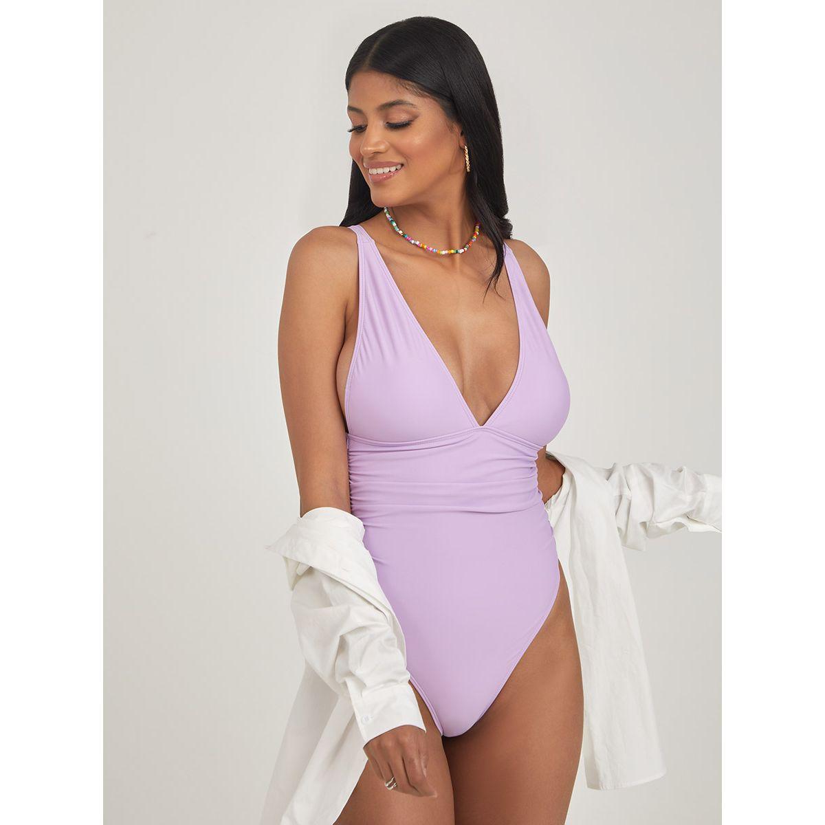 Styli Basic Plunge Pleat Waistband Detail Swimsuit-women-clothing-swimandbeach-swim-swimsuits-image-3