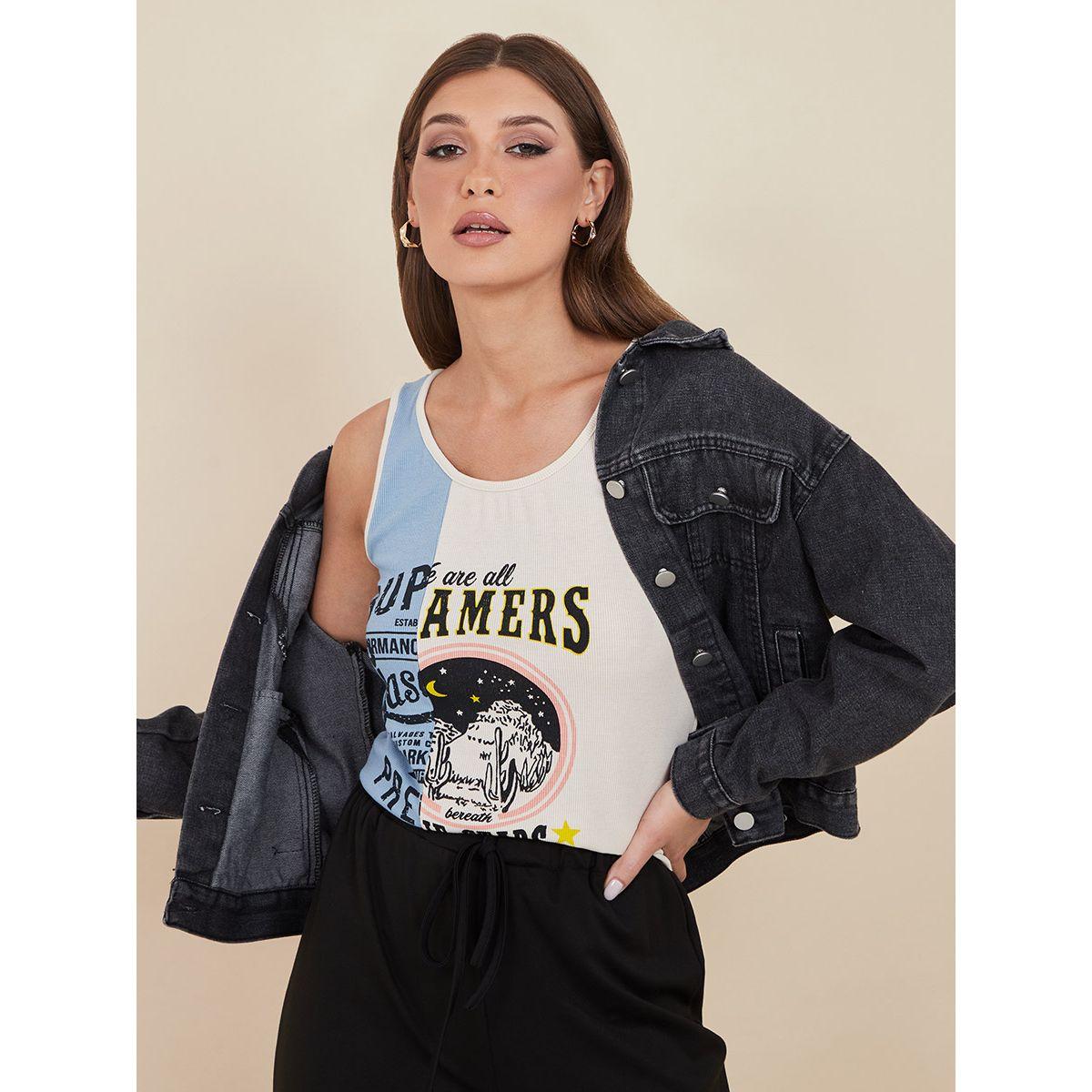 بلوزة بنمط كتل الالوان من ستايلي-women-clothing-tshirts-image-1