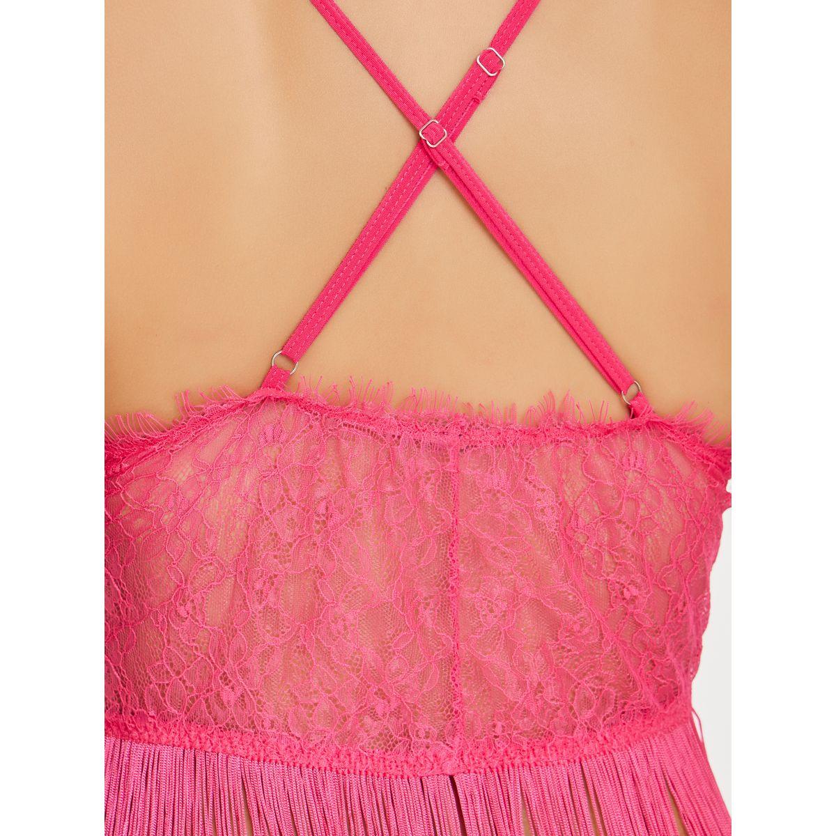 Styli All Lace Front Top Fringe Detail Babydoll & Thong Set-women-clothing-lingerie-babydollsandbodysuits-image-3