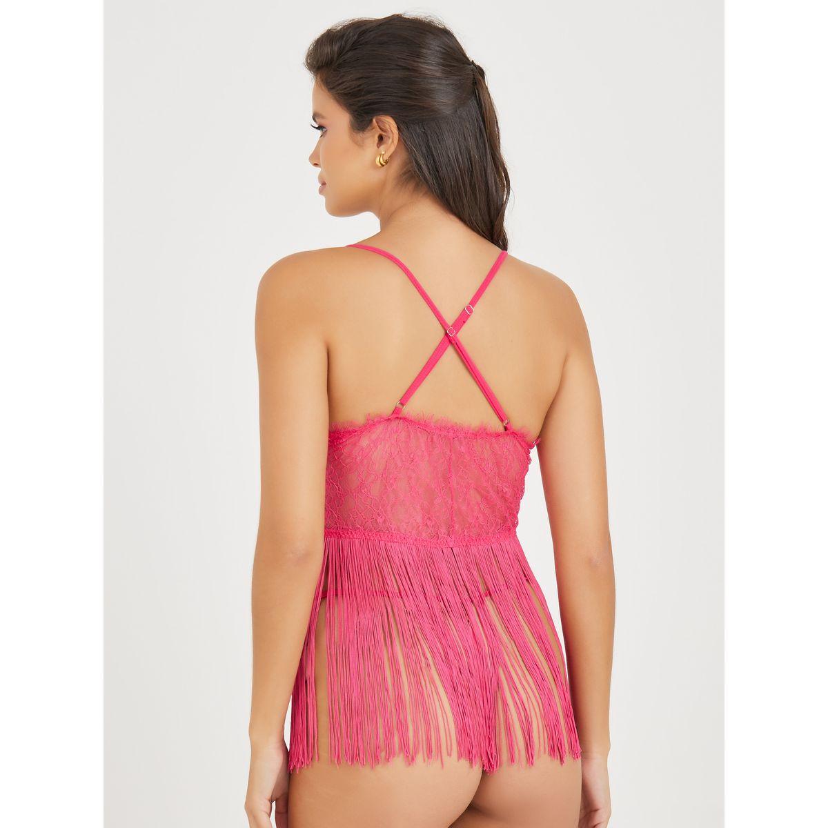 Styli All Lace Front Top Fringe Detail Babydoll & Thong Set-women-clothing-lingerie-babydollsandbodysuits-image-5