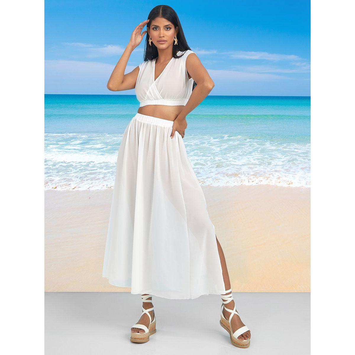 طقم من ( تنورة طويلة + بلوزة قصيرة ) من ستايلي-women-clothing-swimandbeach-beach-beachwear-image-1