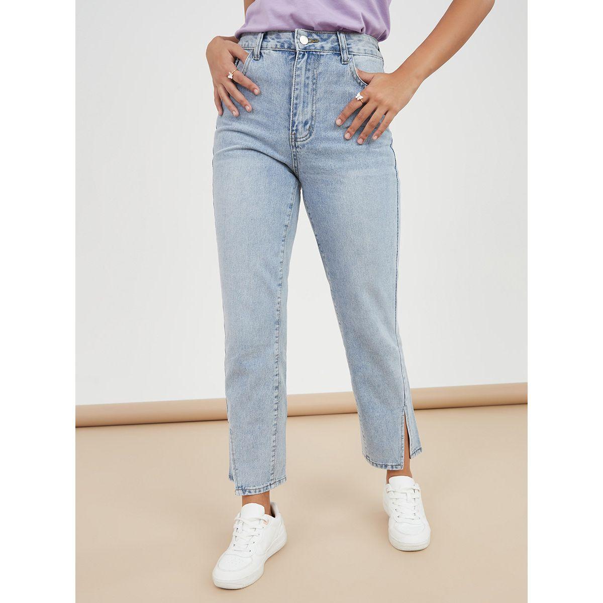 Styli High Rise Wide Leg Jeans with Slit Hem-women-clothing-bottoms-jeans-image-1