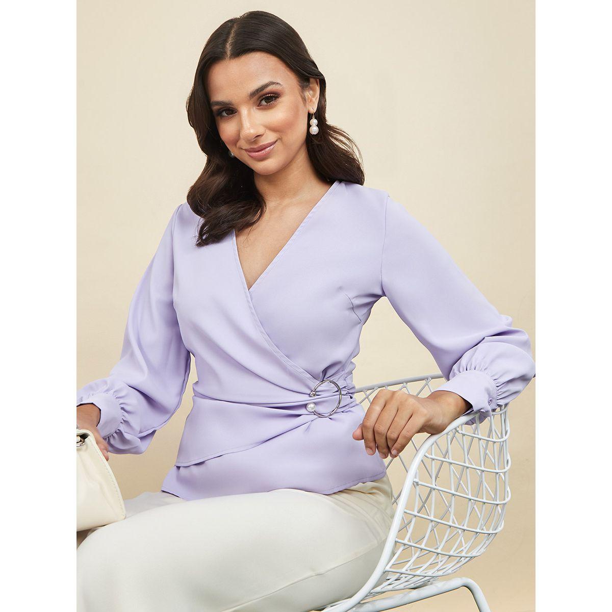 بلوزة بنمط لف واكمام طويلة من ستايلي-women-clothing-shirtsandblouses-blouses-image-1