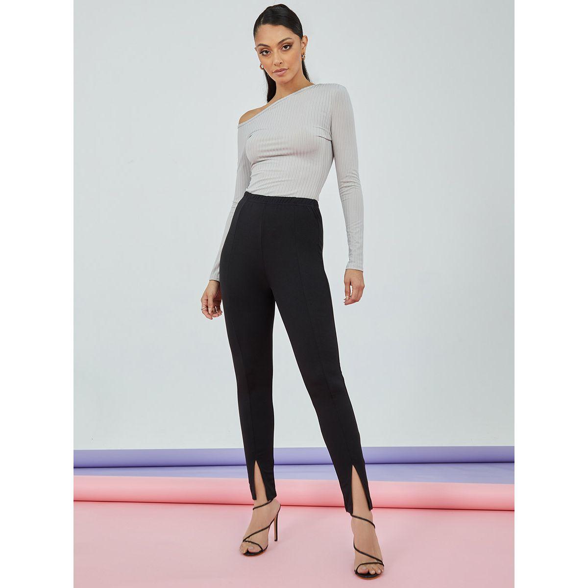 Styli Split Cuff Elastic High Waist Leggings-women-clothing-leggings-image-1