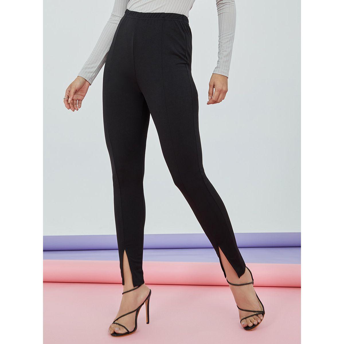 Styli Split Cuff Elastic High Waist Leggings-women-clothing-leggings-image-2
