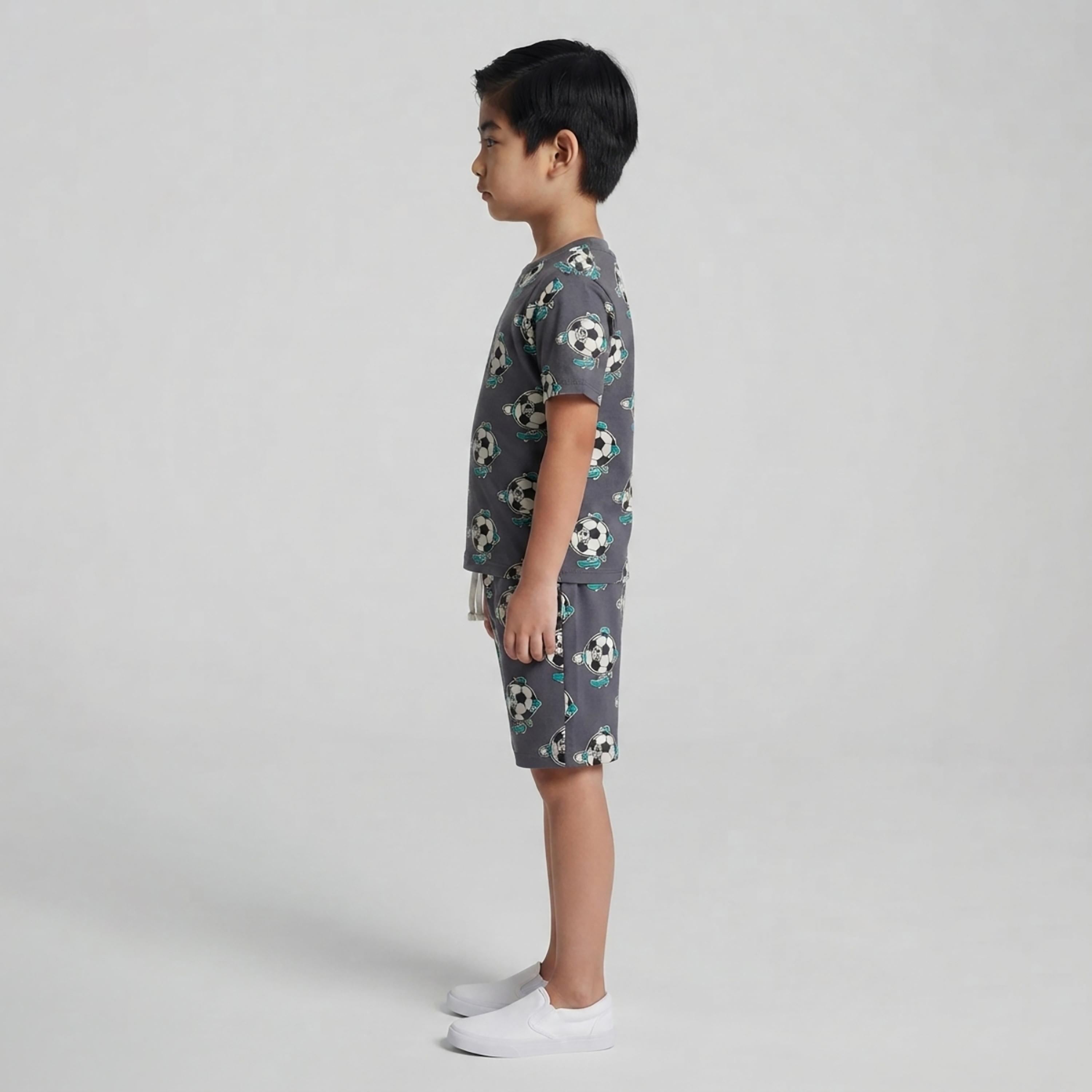 Babyqlo Football Print Short Sleeves T-Shirt & Shorts Co-ord Set-boys-clothing-setsandcoords-image-3
