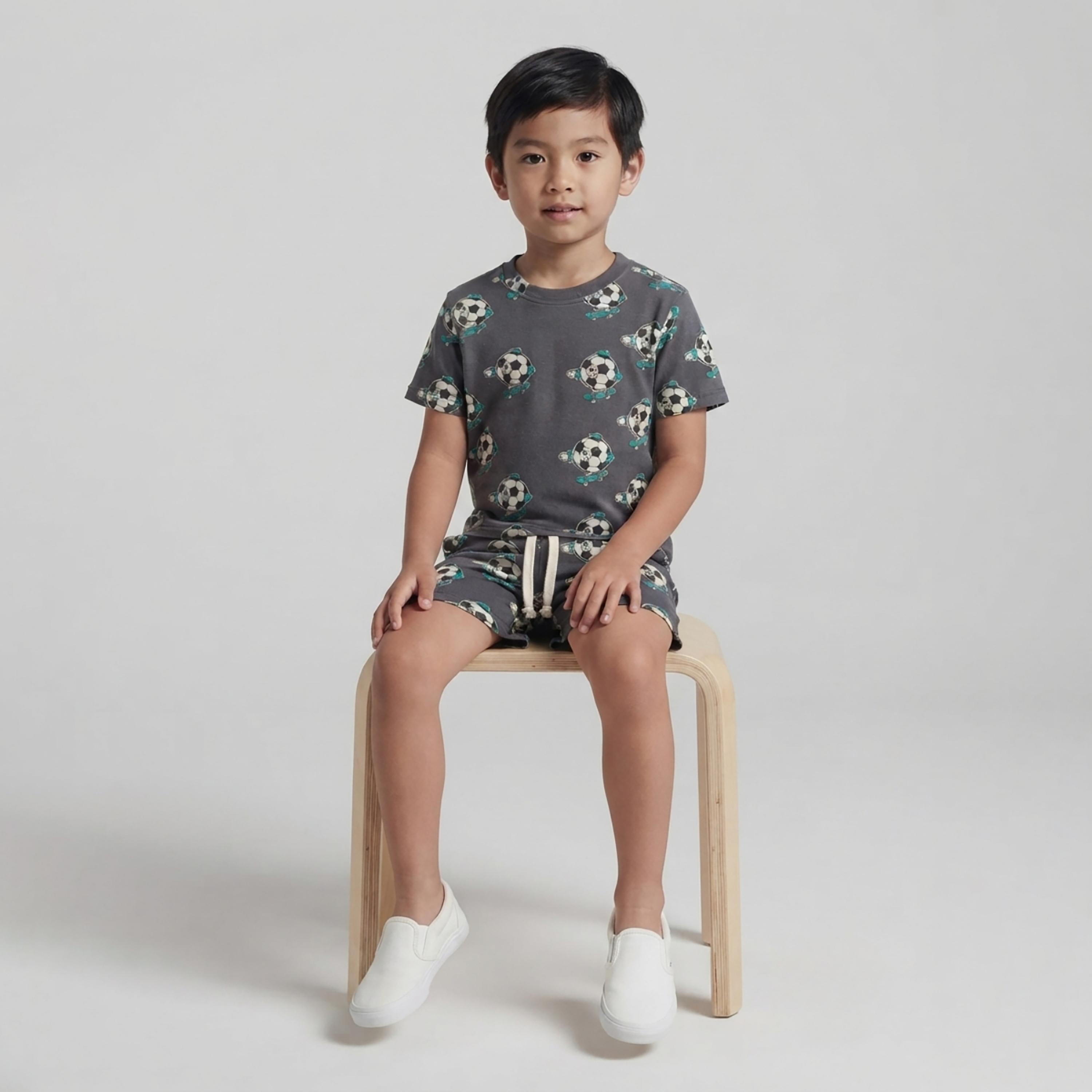 Babyqlo Football Print Short Sleeves T-Shirt & Shorts Co-ord Set-boys-clothing-setsandcoords-image-4