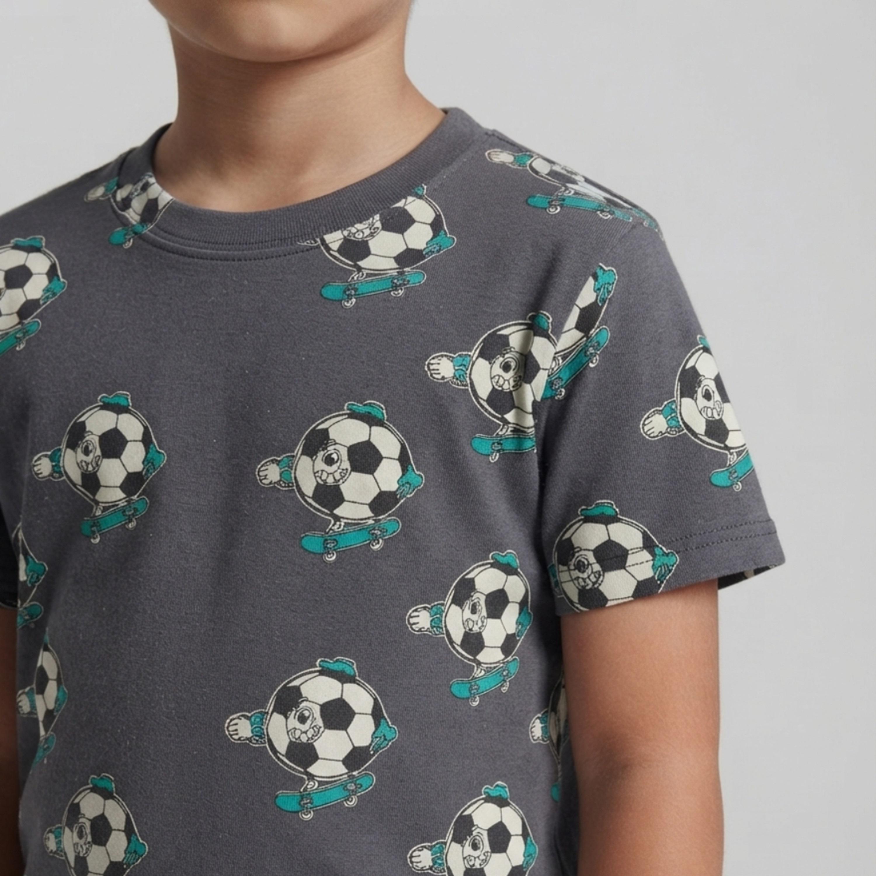 Babyqlo Football Print Short Sleeves T-Shirt & Shorts Co-ord Set-boys-clothing-setsandcoords-image-5