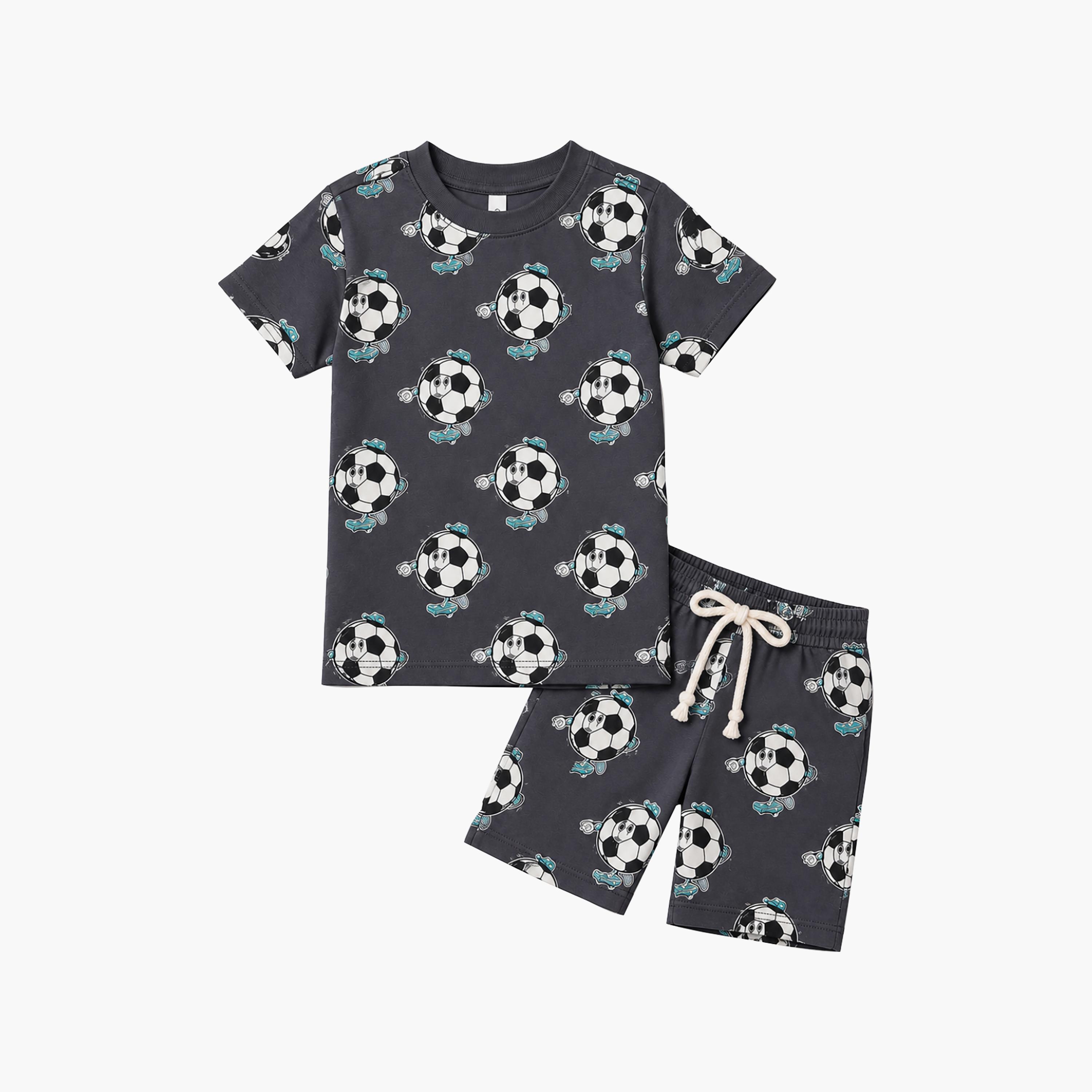 Babyqlo Football Print Short Sleeves T-Shirt & Shorts Co-ord Set-boys-clothing-setsandcoords-image-6