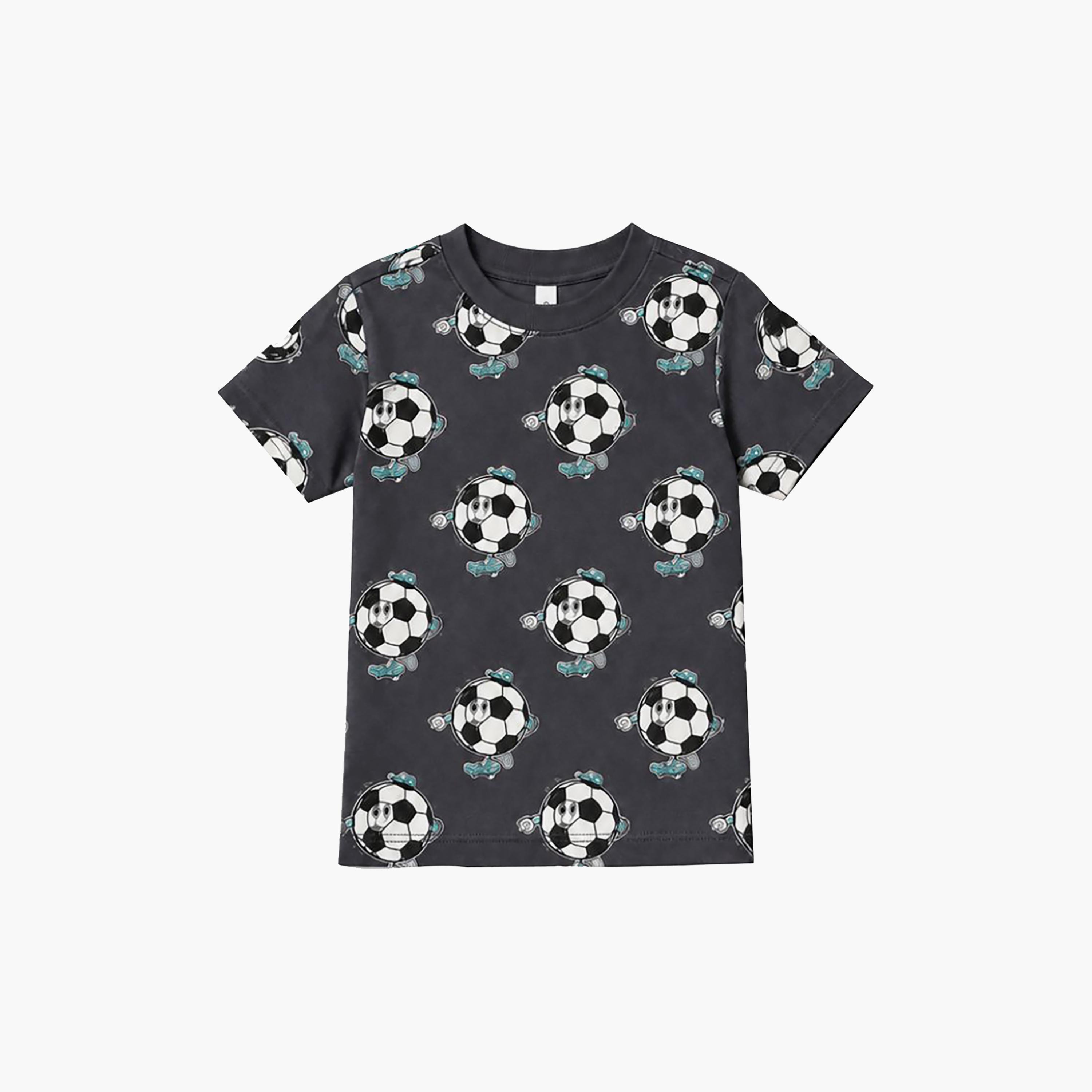 Babyqlo Football Print Short Sleeves T-Shirt & Shorts Co-ord Set-boys-clothing-setsandcoords-image-7