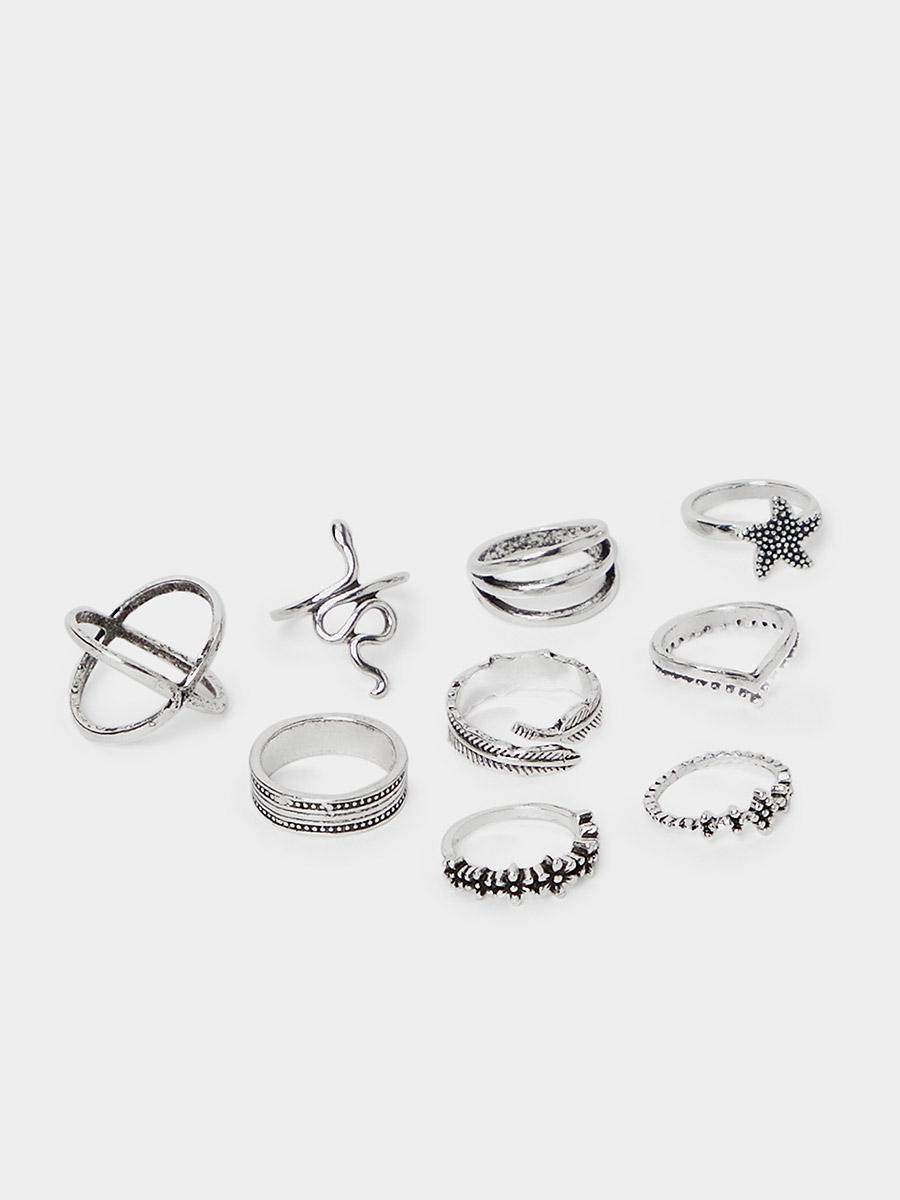 مجموعة من 9 خواتم يد من ستايلي-women-watchesandjewellery-jewellery-rings-image-2