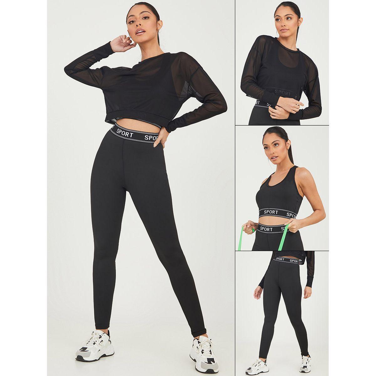 Styli Pack of 3 - Sheer Thumbhole Long Sleeves Top and Sports Bra with Sport Waistband Active Leggings-sports-women-clothing-trackpantsandtracksuits-image-1