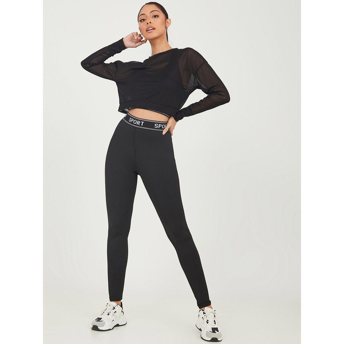 Styli Pack of 3 - Sheer Thumbhole Long Sleeves Top and Sports Bra with Sport Waistband Active Leggings-sports-women-clothing-trackpantsandtracksuits-image-2