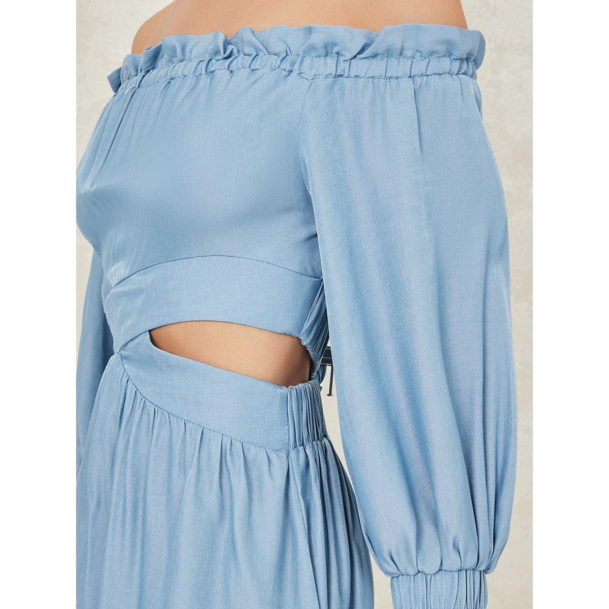 Styli Off Shoulder Cut-Out Waist Knee Length Dress-women-clothing-dresses-image-3