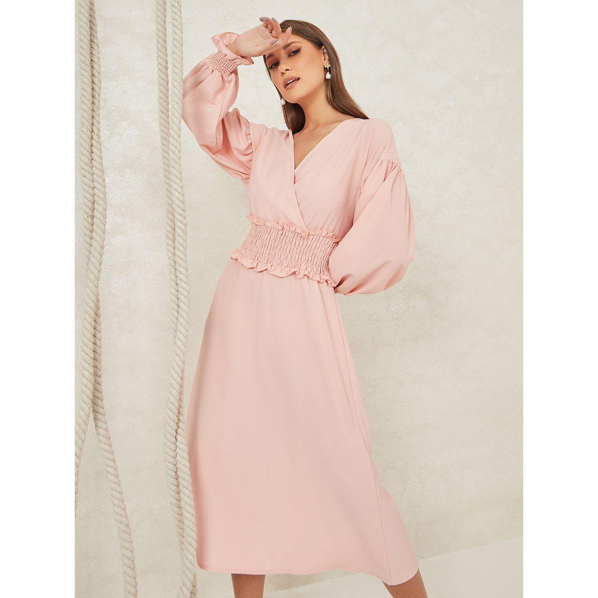 فستان ميدي باكمام بيشوب من ستايلي-women-clothing-dresses-image-1