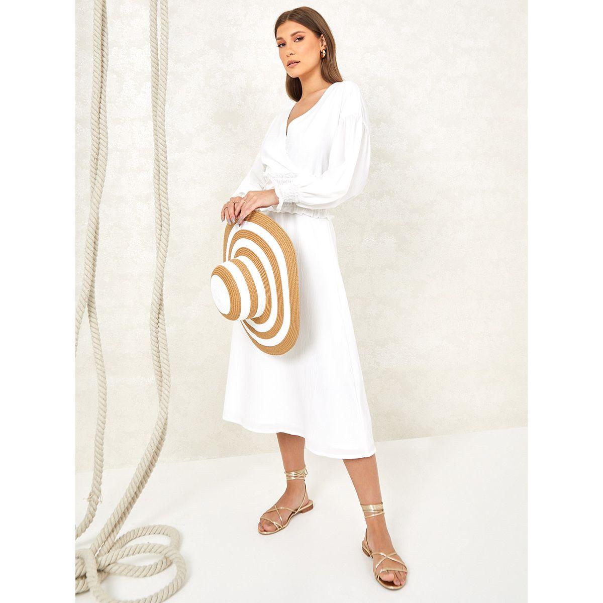 فستان ميدي باكمام بيشوب من ستايلي-women-clothing-dresses-image-1