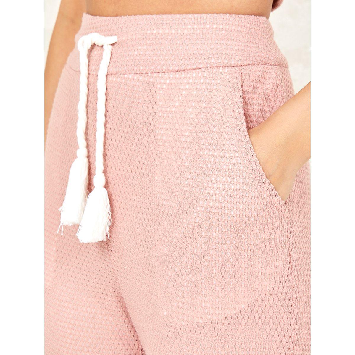 Styli High Waist Textured Flare Leg Trouser-women-clothing-bottoms-trousers-image-4