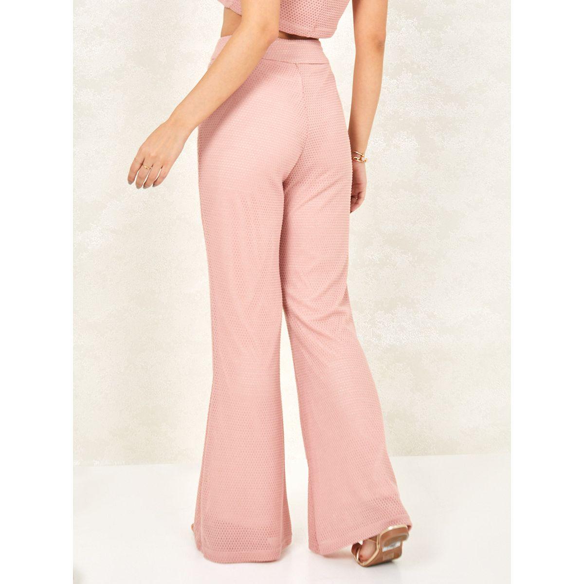 Styli High Waist Textured Flare Leg Trouser-women-clothing-bottoms-trousers-image-5