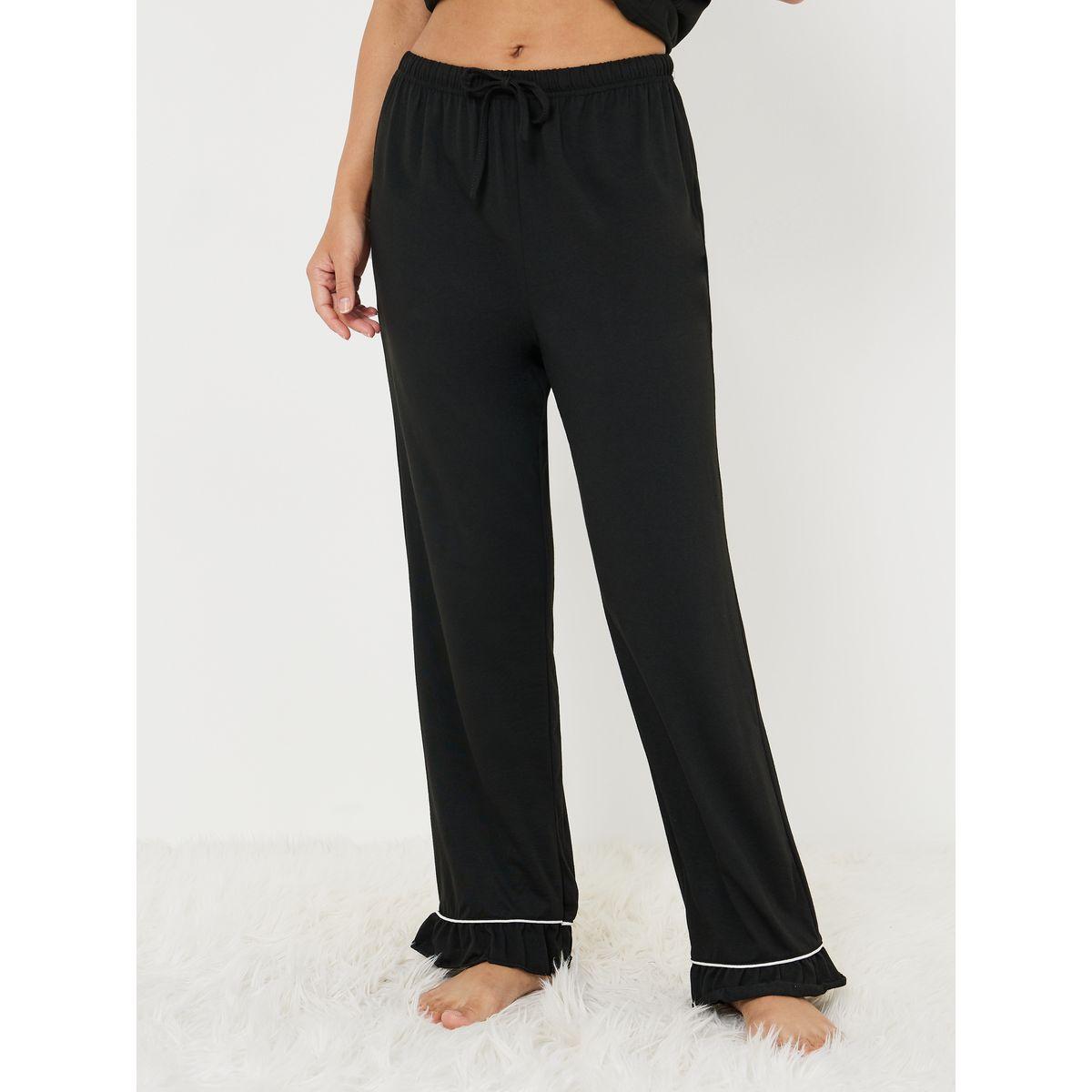 Styli Unwind Ruffle Sleeve Contrast Piping Shirt & Pyjama Set-women-clothing-nightwear-pyjamas-longsets-image-4