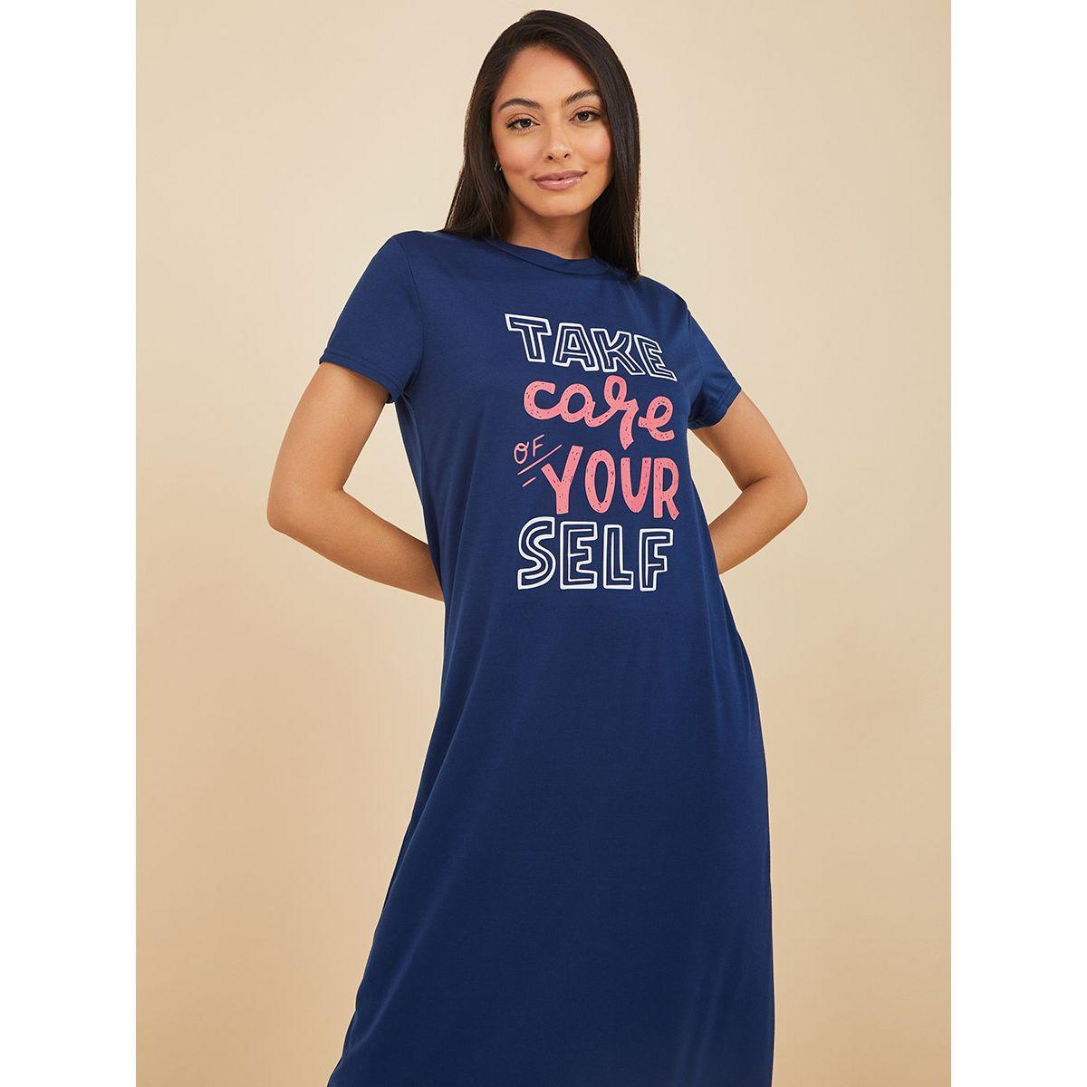 قميص نوم طويل مطبع بكتابة من ستايلي-women-clothing-nightwear-nighties-image-2
