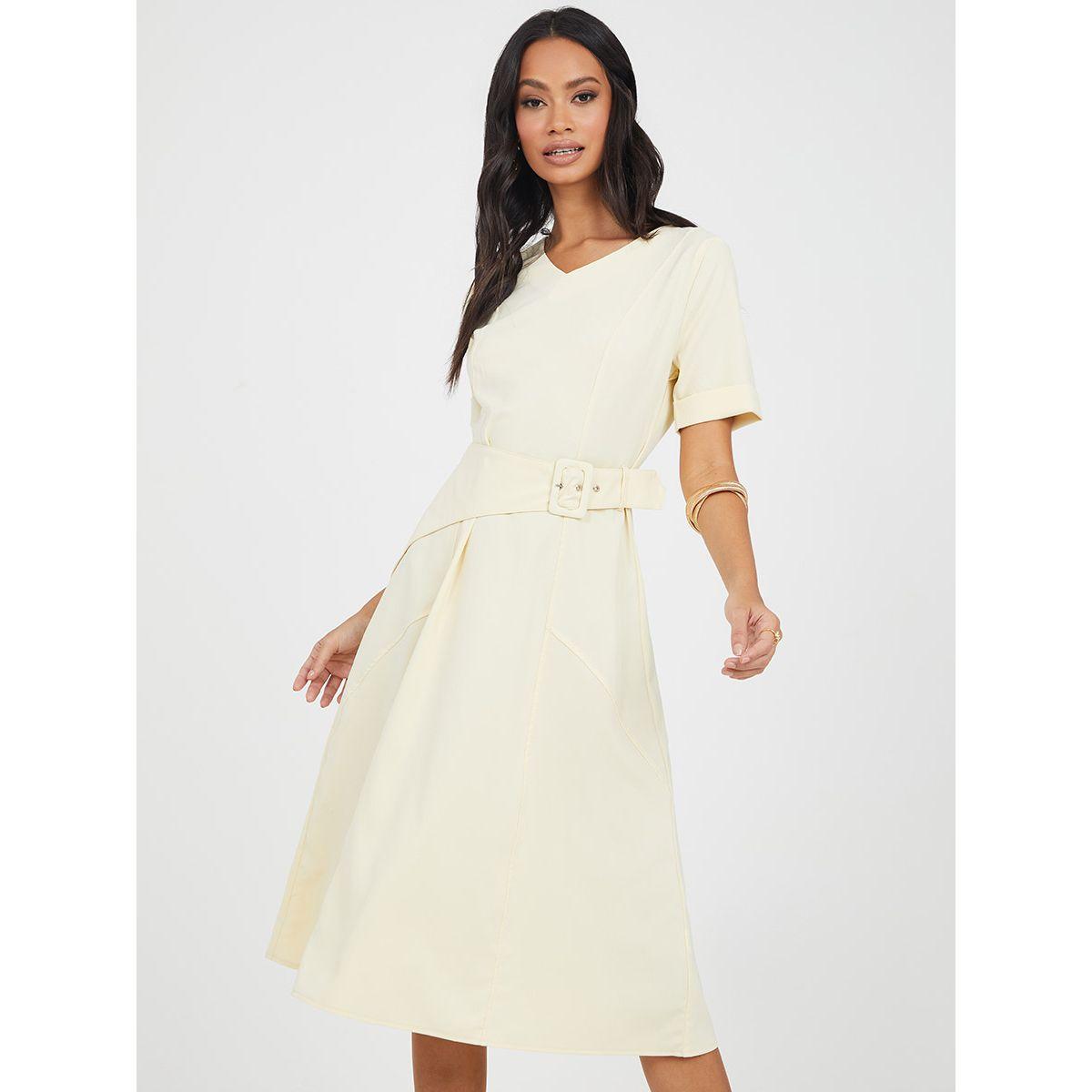 فستان ميدي باكمام قصيرة من ستايلي-women-clothing-dresses-image-2