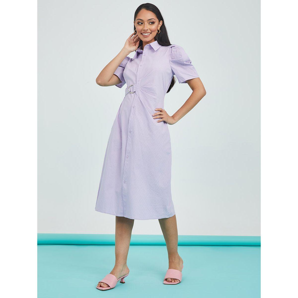 فستان ميدي باكمام قصيرة منفوشة من ستايلي-women-clothing-dresses-image-2