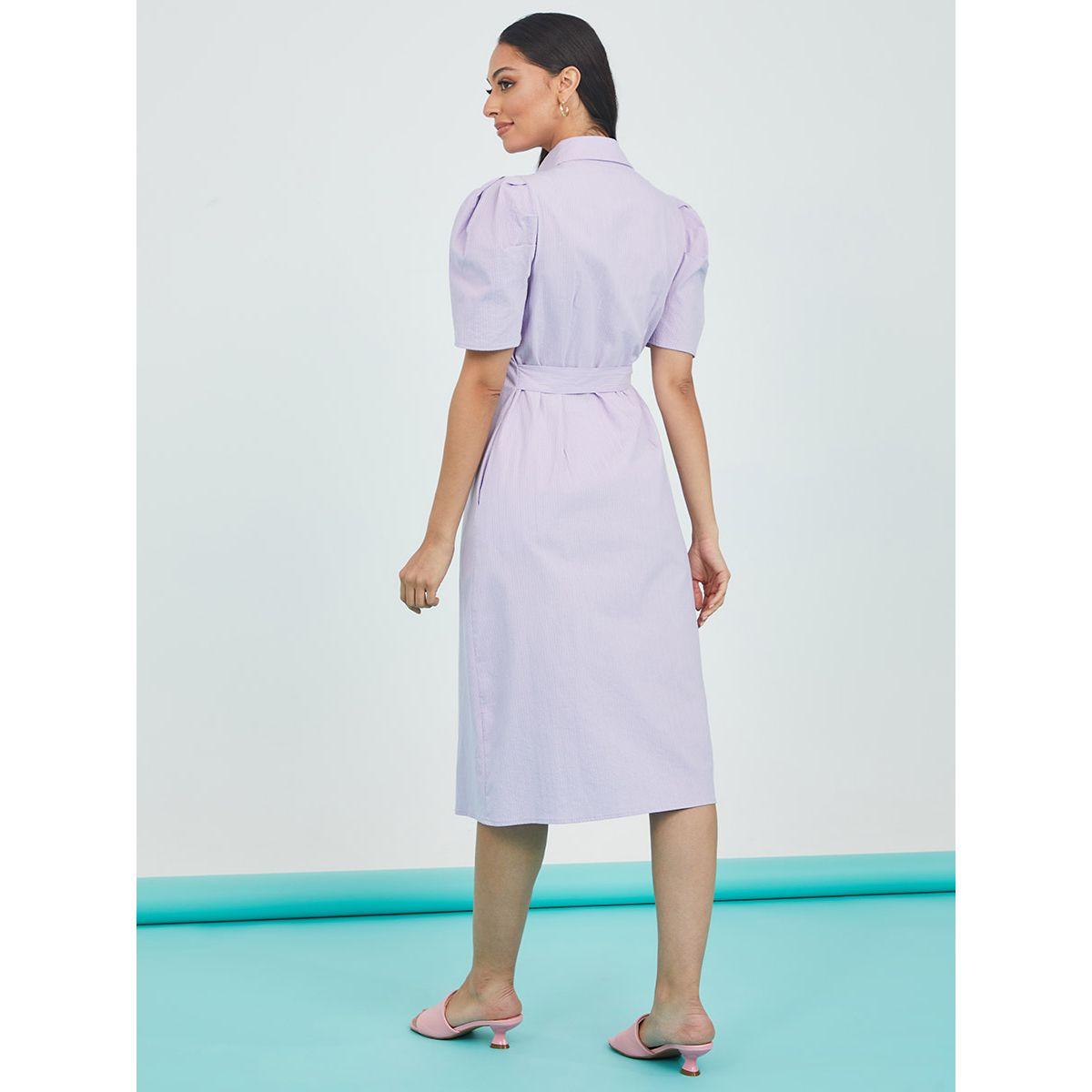 فستان ميدي باكمام قصيرة منفوشة من ستايلي-women-clothing-dresses-image-4