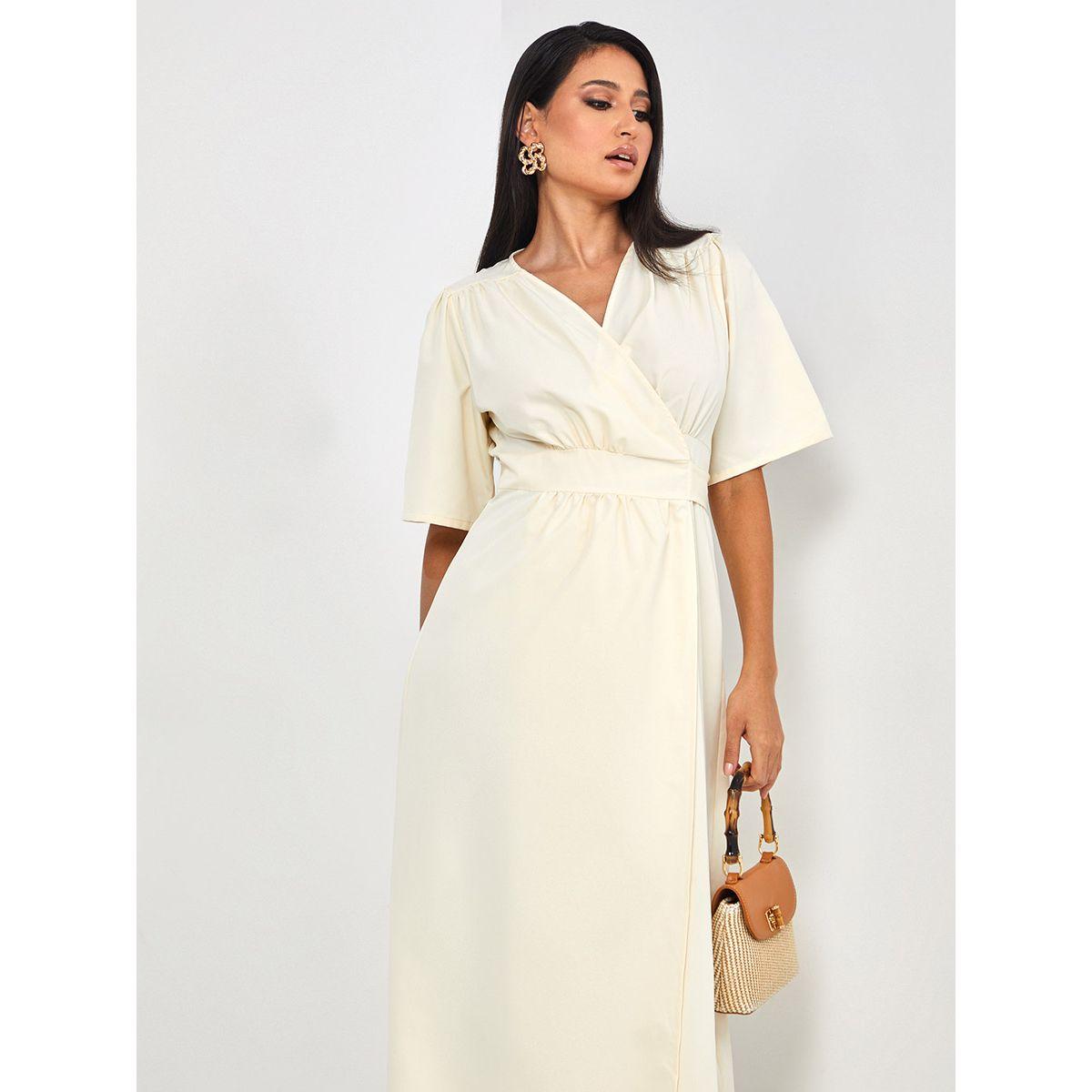 Styli Short Sleeves Solid Wrap Maxi Dress-women-clothing-dresses-image-2