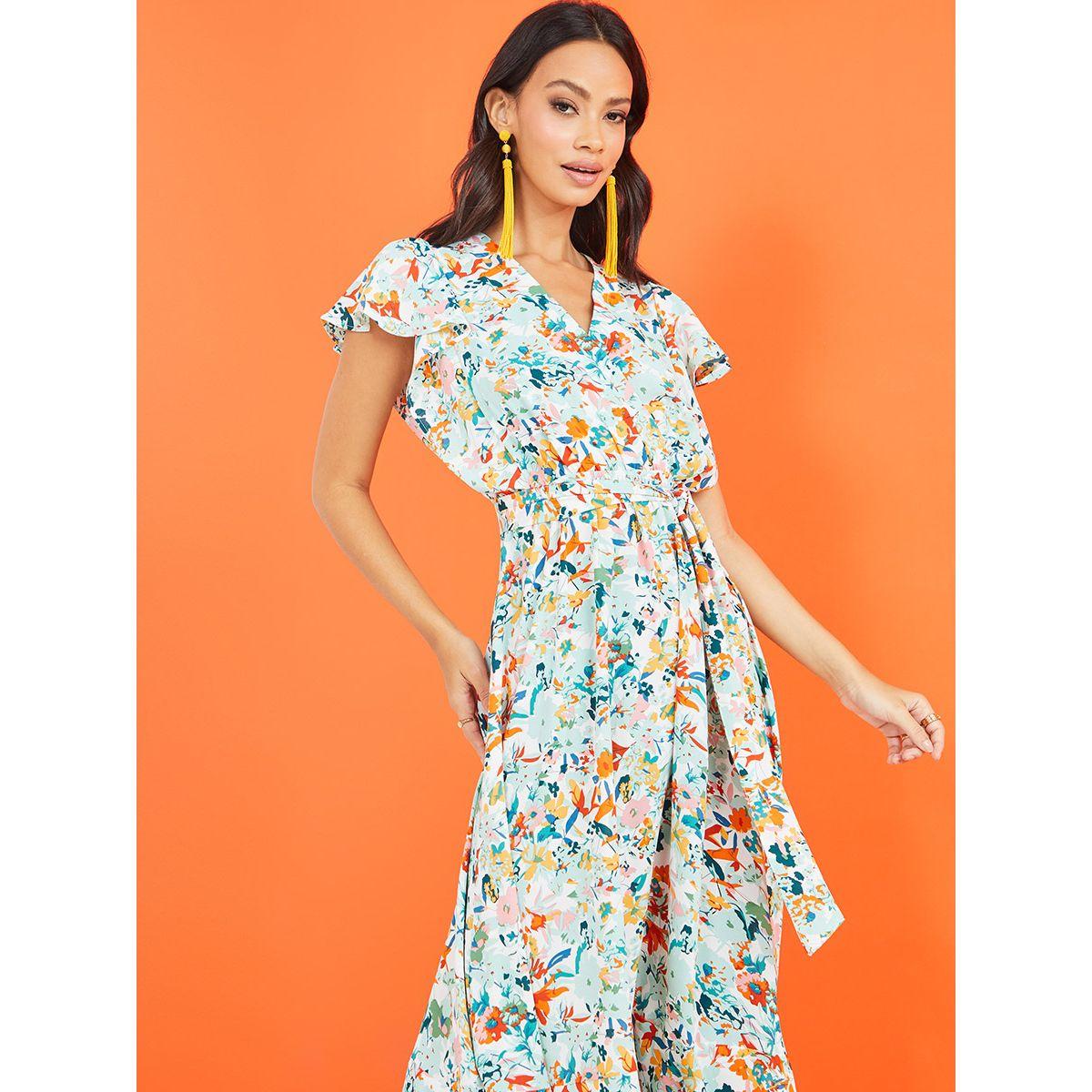 Styli Frill Short Sleeves Floral Print Wrap Maxi Dress-women-clothing-dresses-image-2