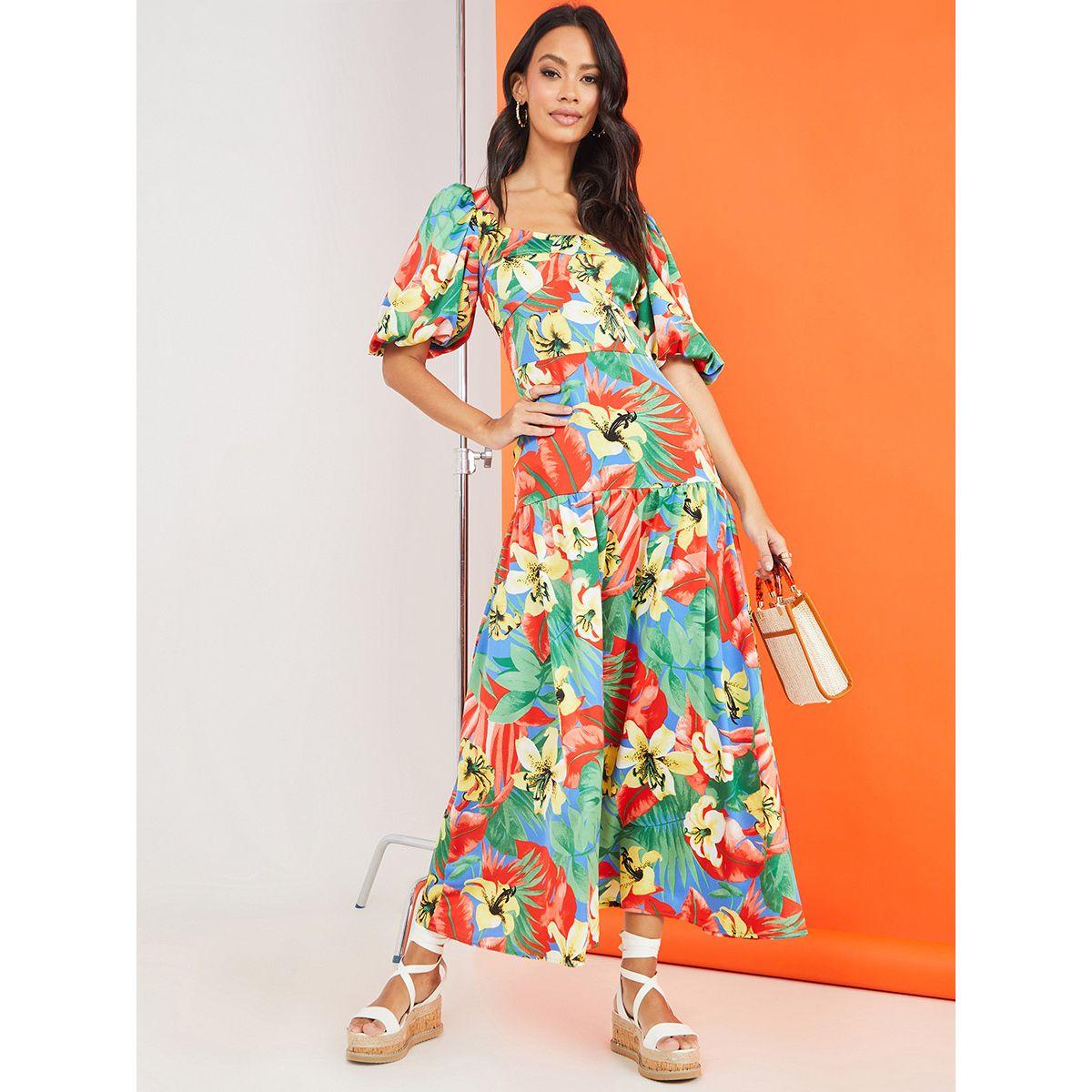 فستان طويل باكمام قصيرة من ستايلي-women-clothing-dresses-image-1
