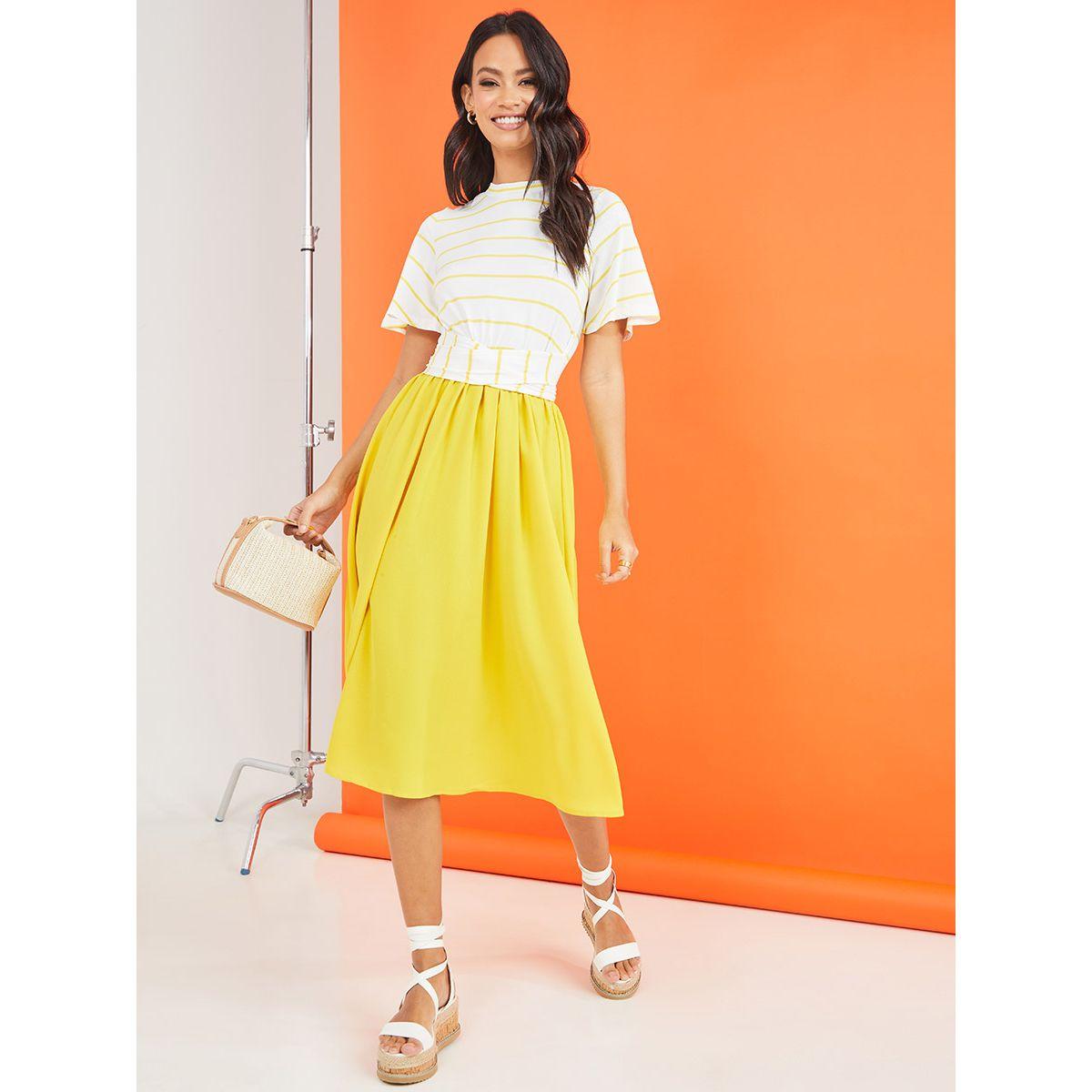 فستان ميدي باكمام قصيرة من ستايلي-women-clothing-dresses-image-1