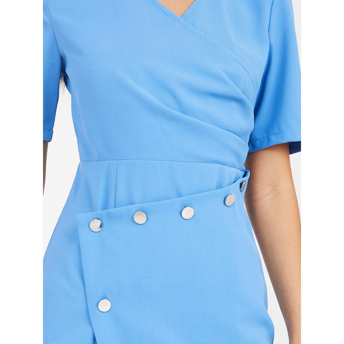 Styli Short Sleeves Button Detail Wrap Front Mini Dress-women-clothing-dresses-image-3