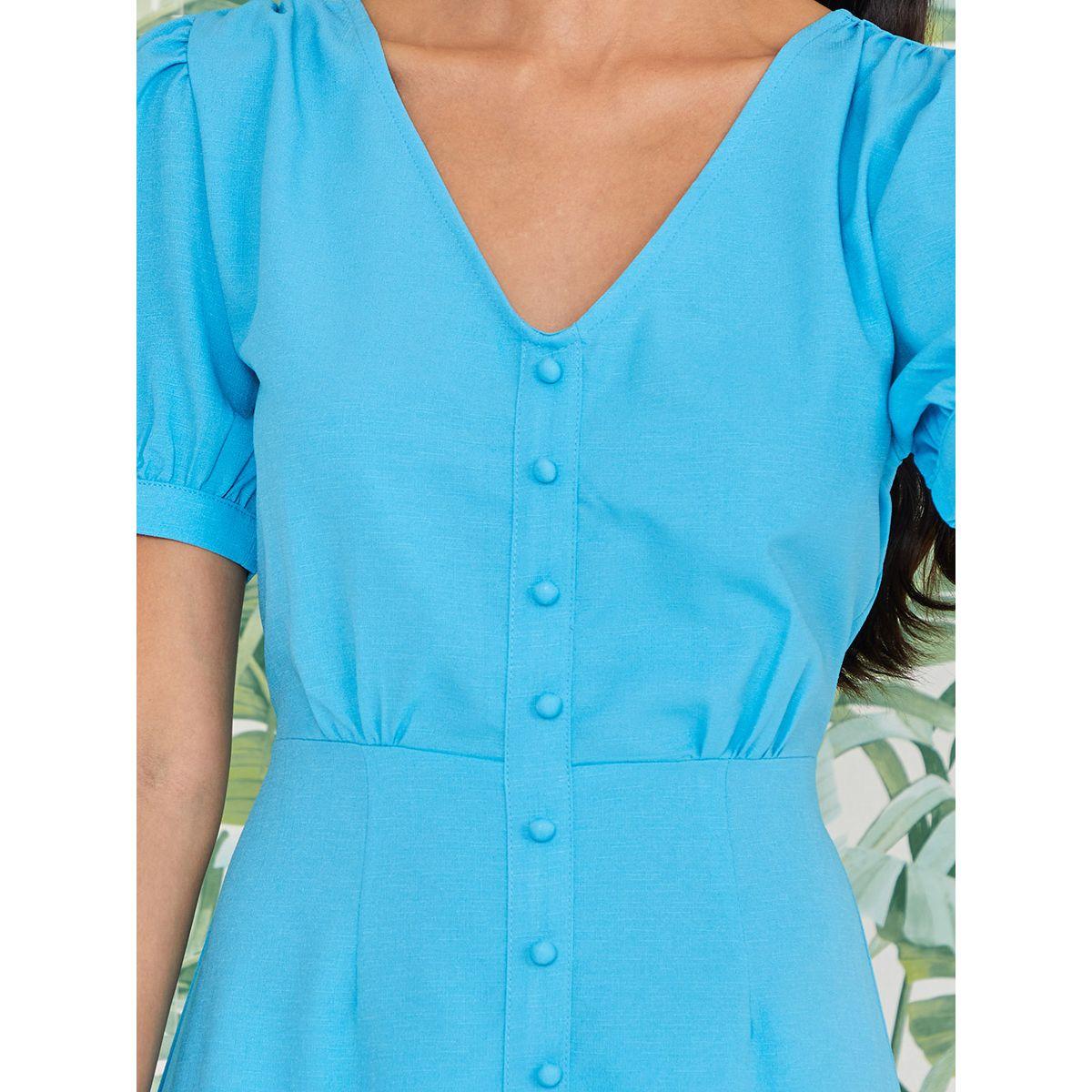 Styli Puff Sleeves Button Detail A-Line Maxi Dress-women-clothing-dresses-image-3