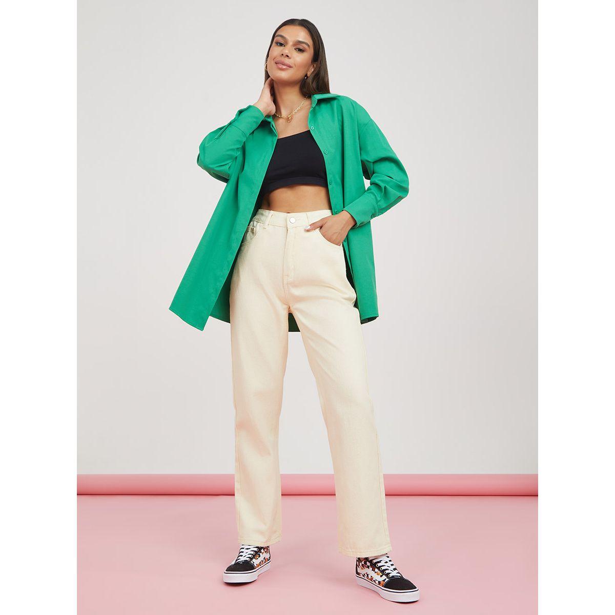 جينز بقصة مستقيمة مع جيوب من ستايلي-women-clothing-bottoms-jeans-image-1